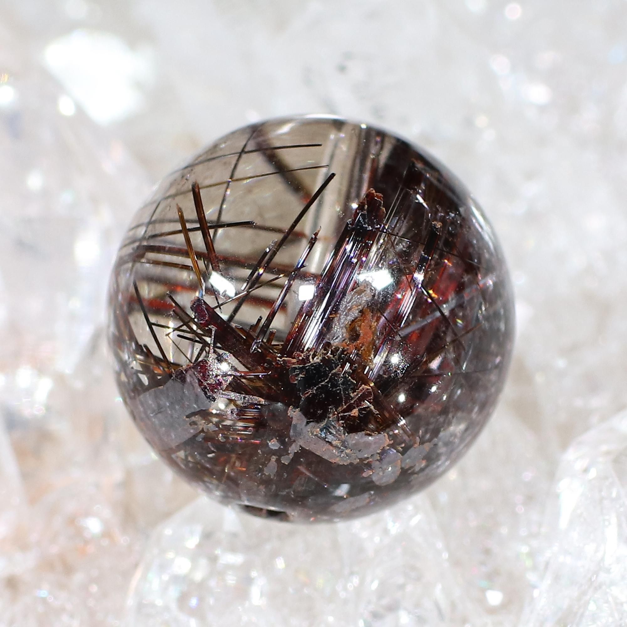 タイチンレッドルチルクォーツ Φ13.5mm 粒(通し穴あり) (型番bs1249)