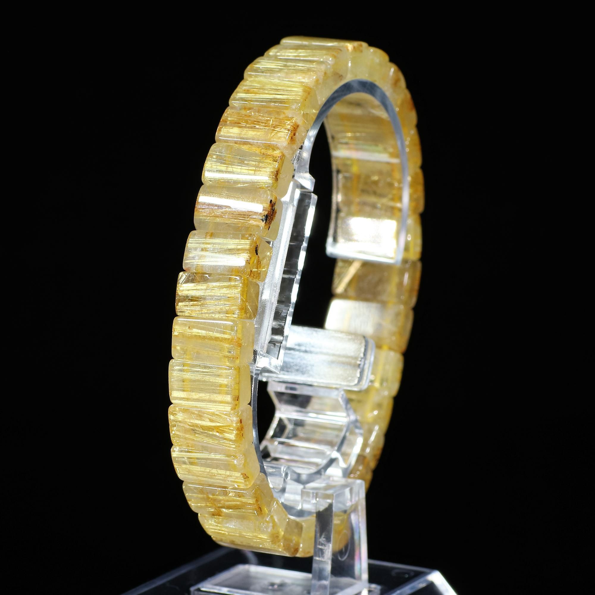 上品な色味で優しい輝き】タイチンルチルクォーツ 幅11mm～12mm×厚さ