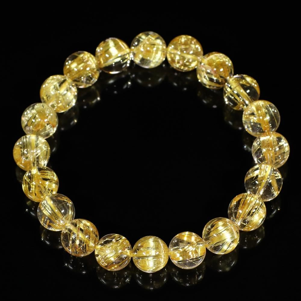 ★クリアゴールデンルチル 15ミリ珠 ビーズ⑥(SA+) 高品質/クリアタイプ】ゴールドルチルクォーツ 15mm～15.5mm玉
