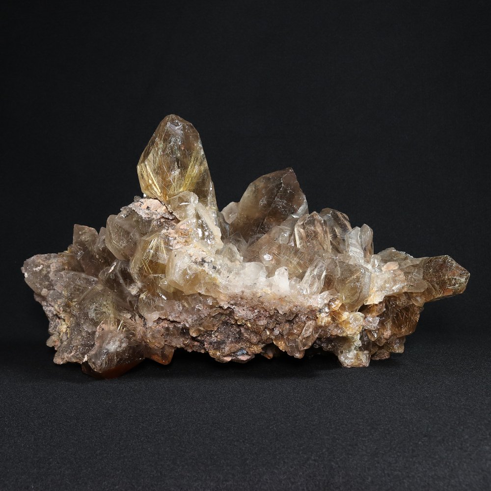 超希少 太陽放射 ゴールドルチルクォーツ 水晶クラスター ルチル 原石 