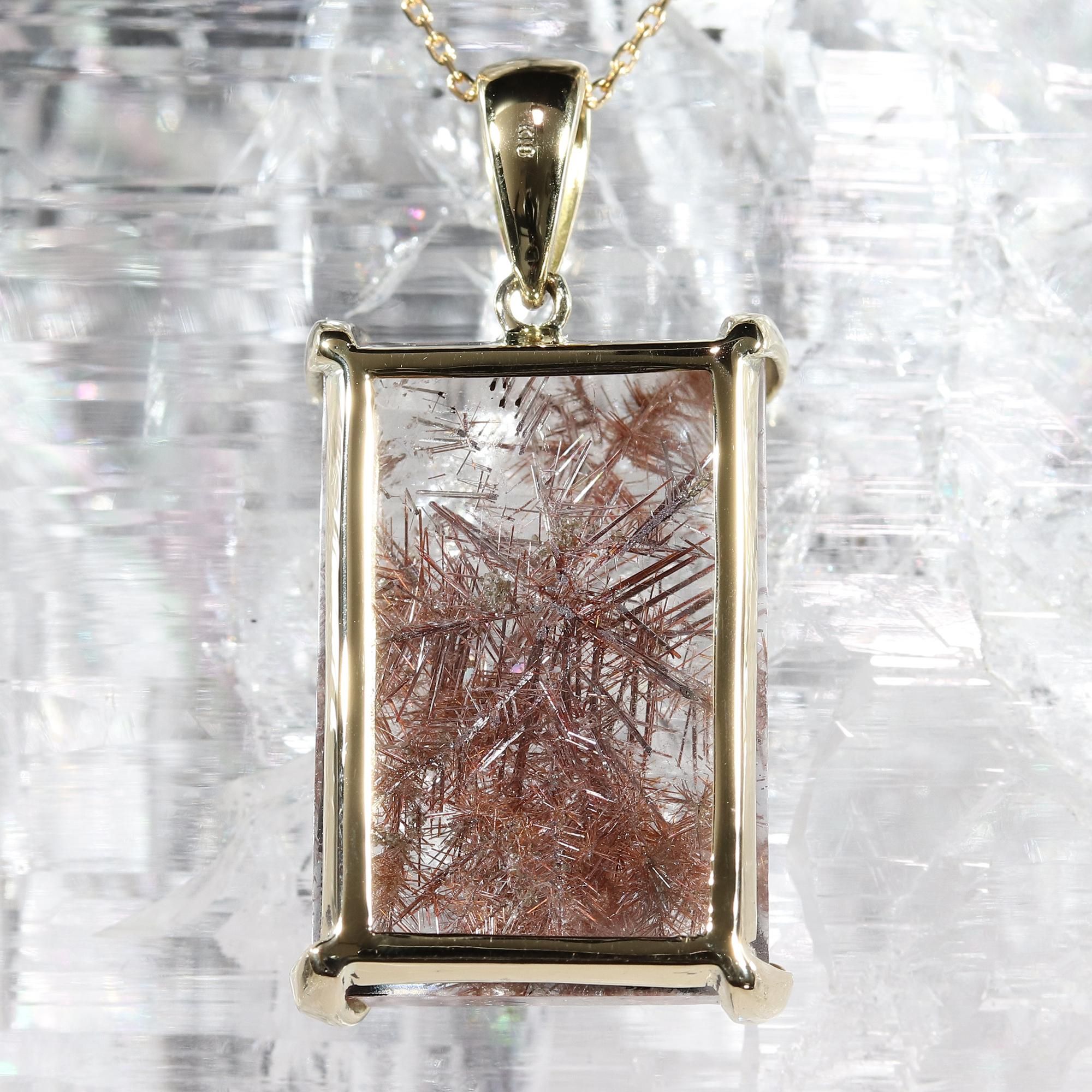 サマーセール！タイチンルチルクォーツワイヤーラップペンダントトップ大ぶり サマーセール！タイチンルチルクォーツワイヤーラップペンダント