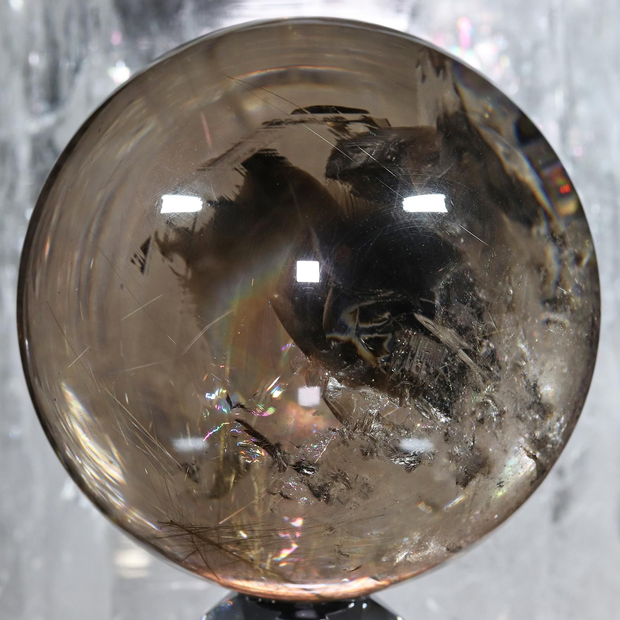 ルチルクォーツ スフィア スモーキー約67mm RE0749 スモーキールチルクォーツ スフィア（丸玉） 直径