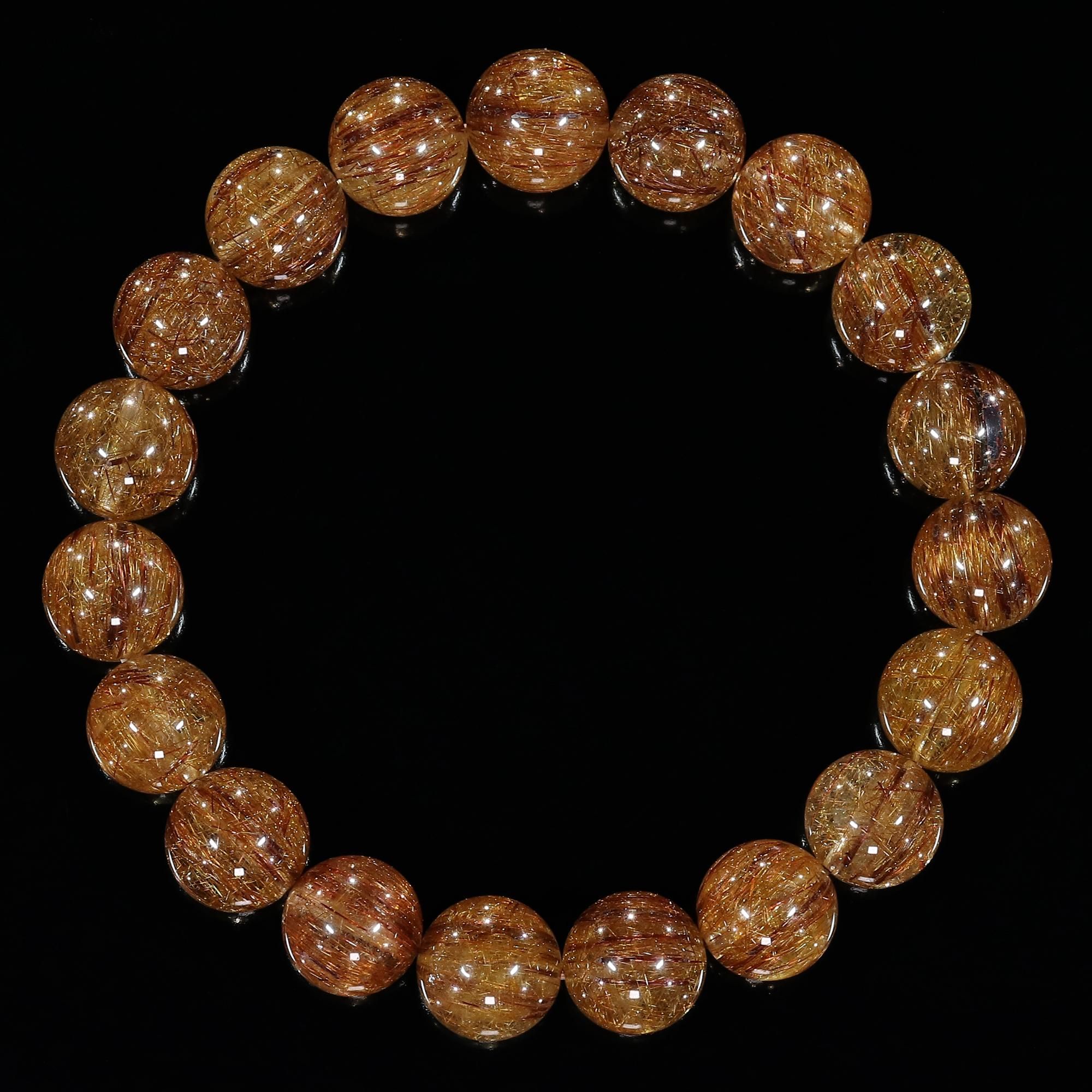 綺麗！！レッドブラウンルチルクォーツ約14mm ブレスレット！！！