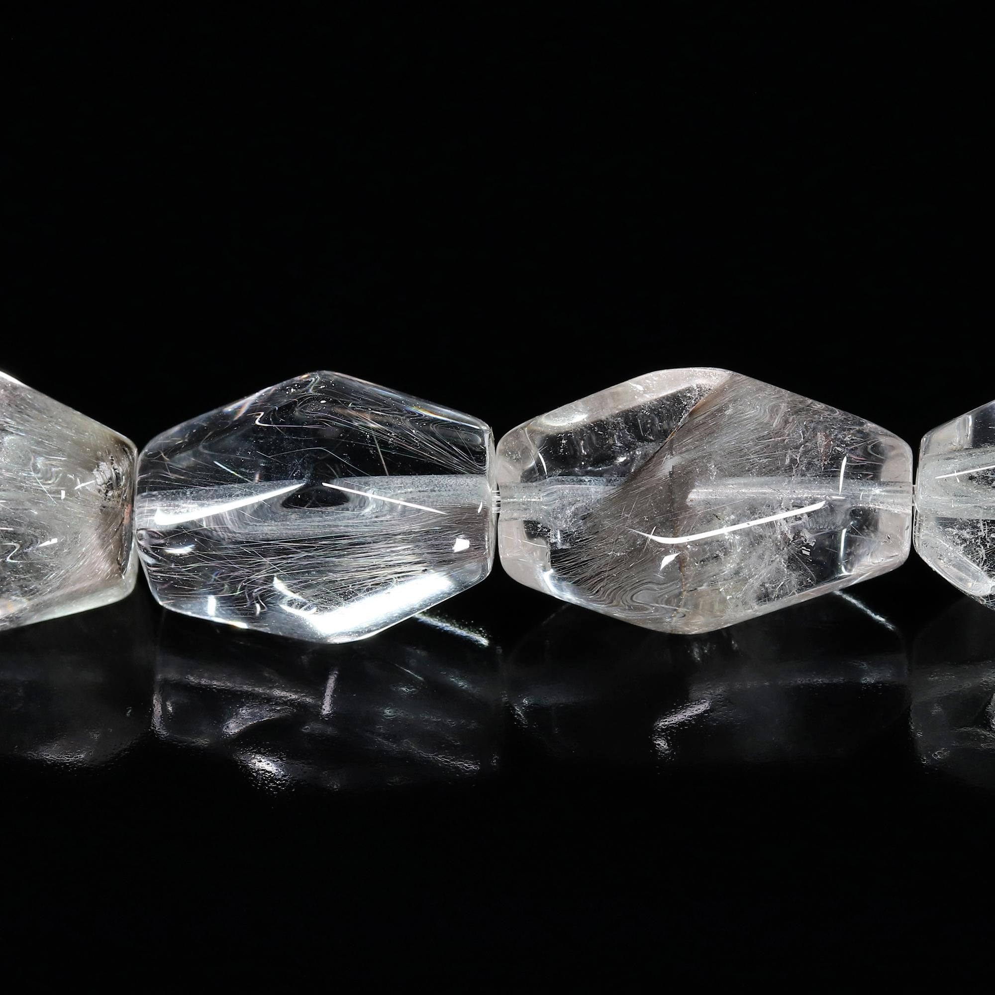 高品質】プラチナルチルクォーツ 多面カット・タンブルビーズ