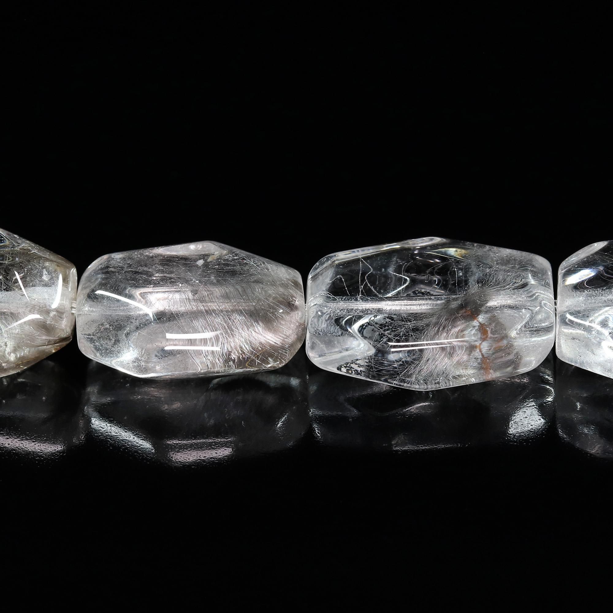 高品質】プラチナルチルクォーツ 多面カット・タンブルビーズ