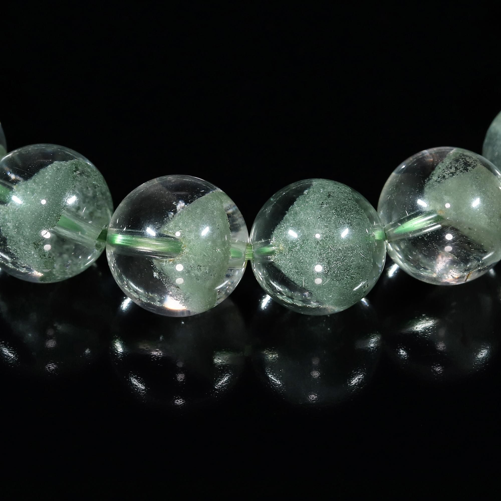独特な プレミアム】ブラジル産グリーンファントムクォーツ 9mm～9.5mm アクセサリー