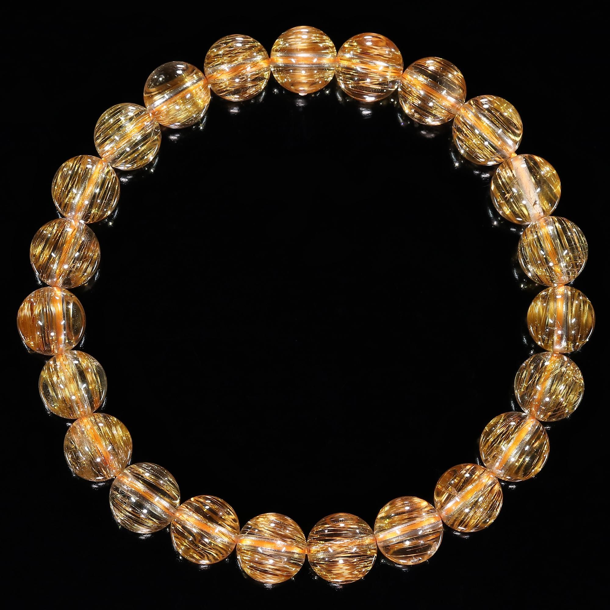 オレンジキャッツアイルチル　ブレスレット オレンジキャッツアイルチルクォーツ(5Aランク) - 11~12mm玉、サイズ