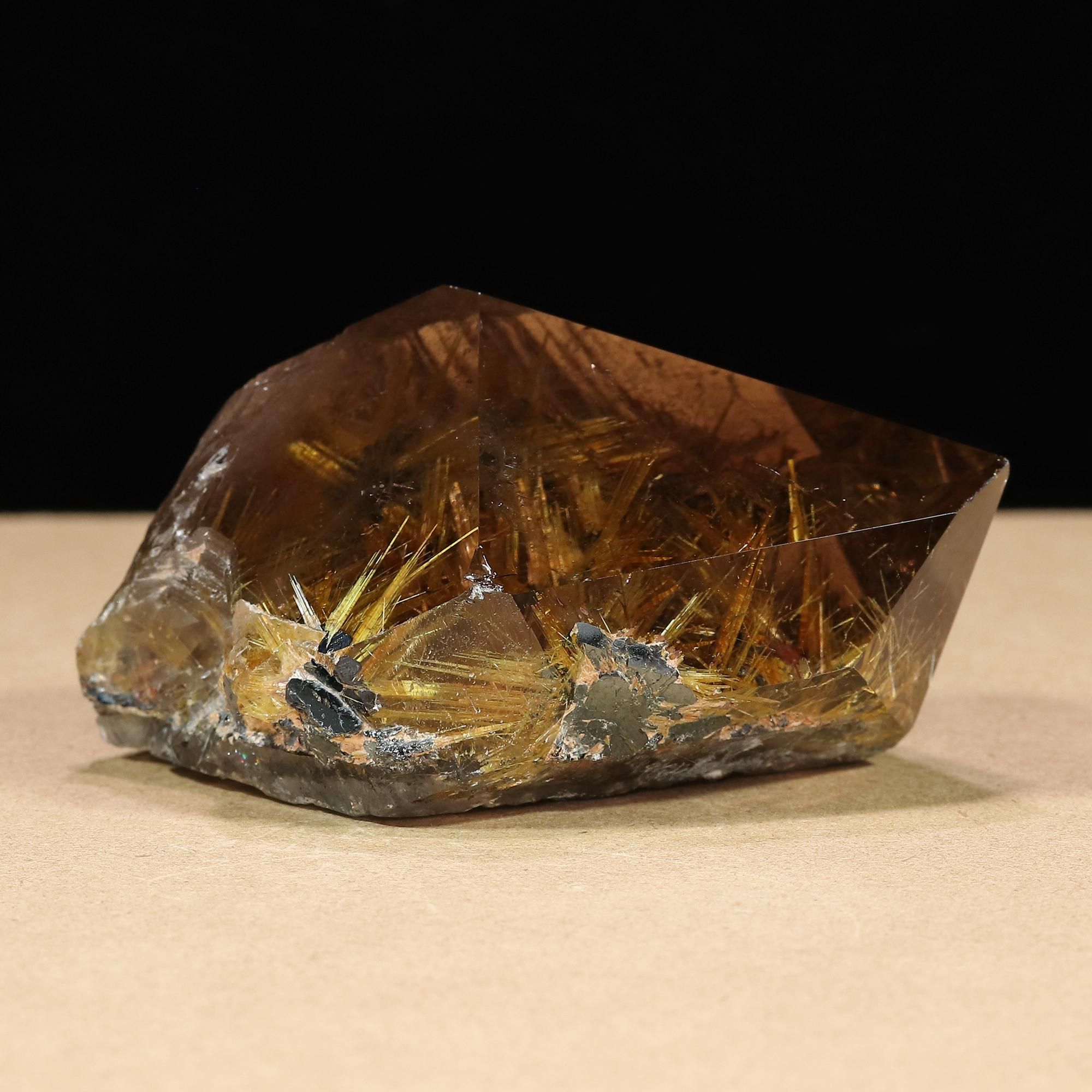 厳選一点物】太陽放射タイチンルチルクォーツ ポリッシュポイント 磨き