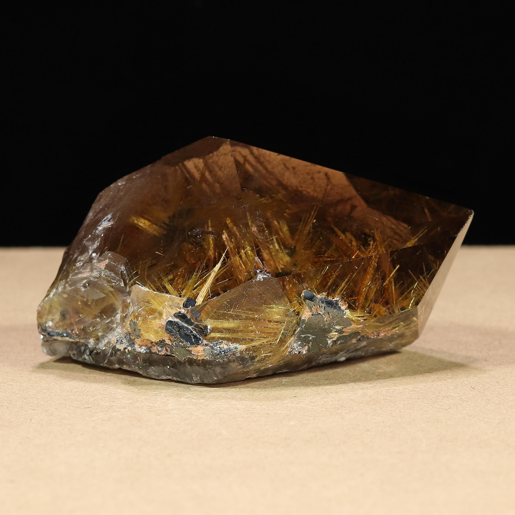 厳選一点物】太陽放射タイチンルチルクォーツ ポリッシュポイント 磨き