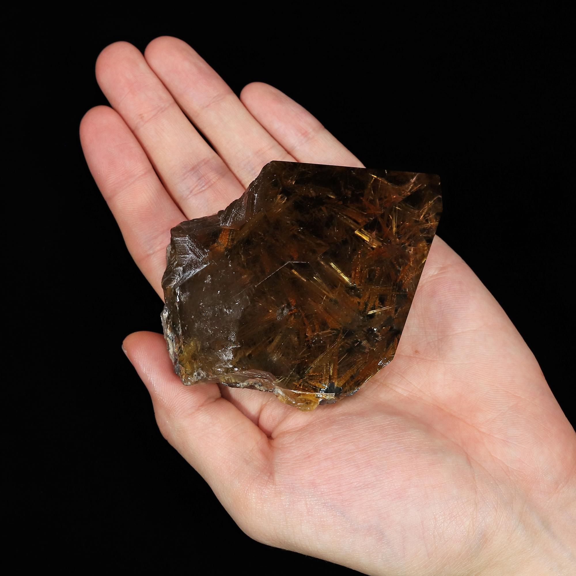 太陽放射タイチンルチルクォーツ ポリッシュポイント 磨き石　置物 厳選一点物】太陽放射タイチンルチルクォーツ ポリッシュ