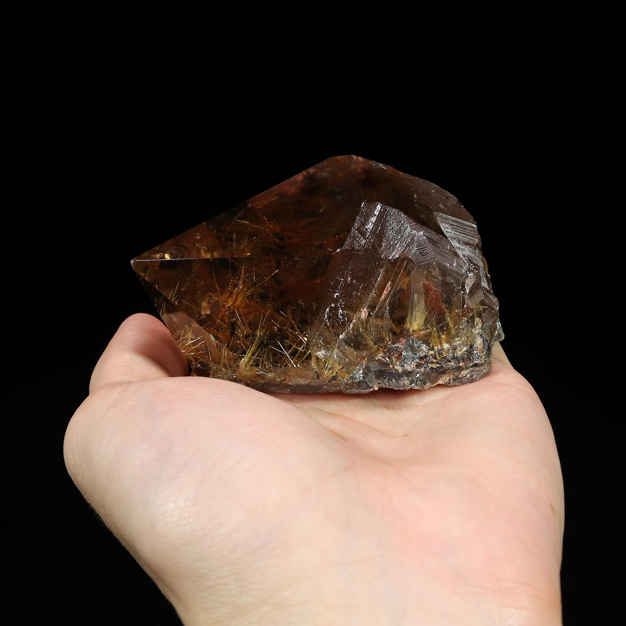 厳選一点物】太陽放射タイチンルチルクォーツ ポリッシュポイント 磨き