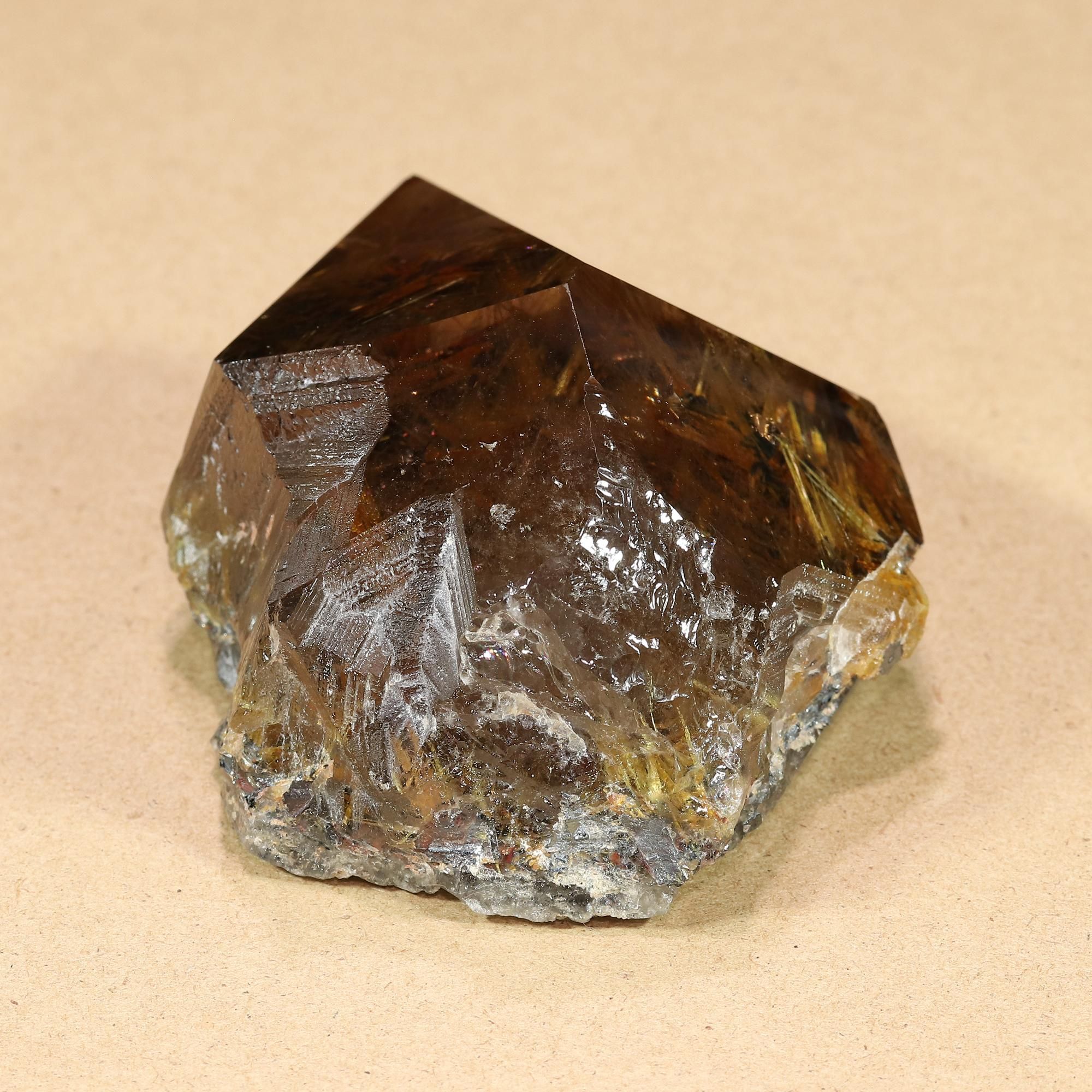 厳選一点物】太陽放射タイチンルチルクォーツ ポリッシュポイント 磨き