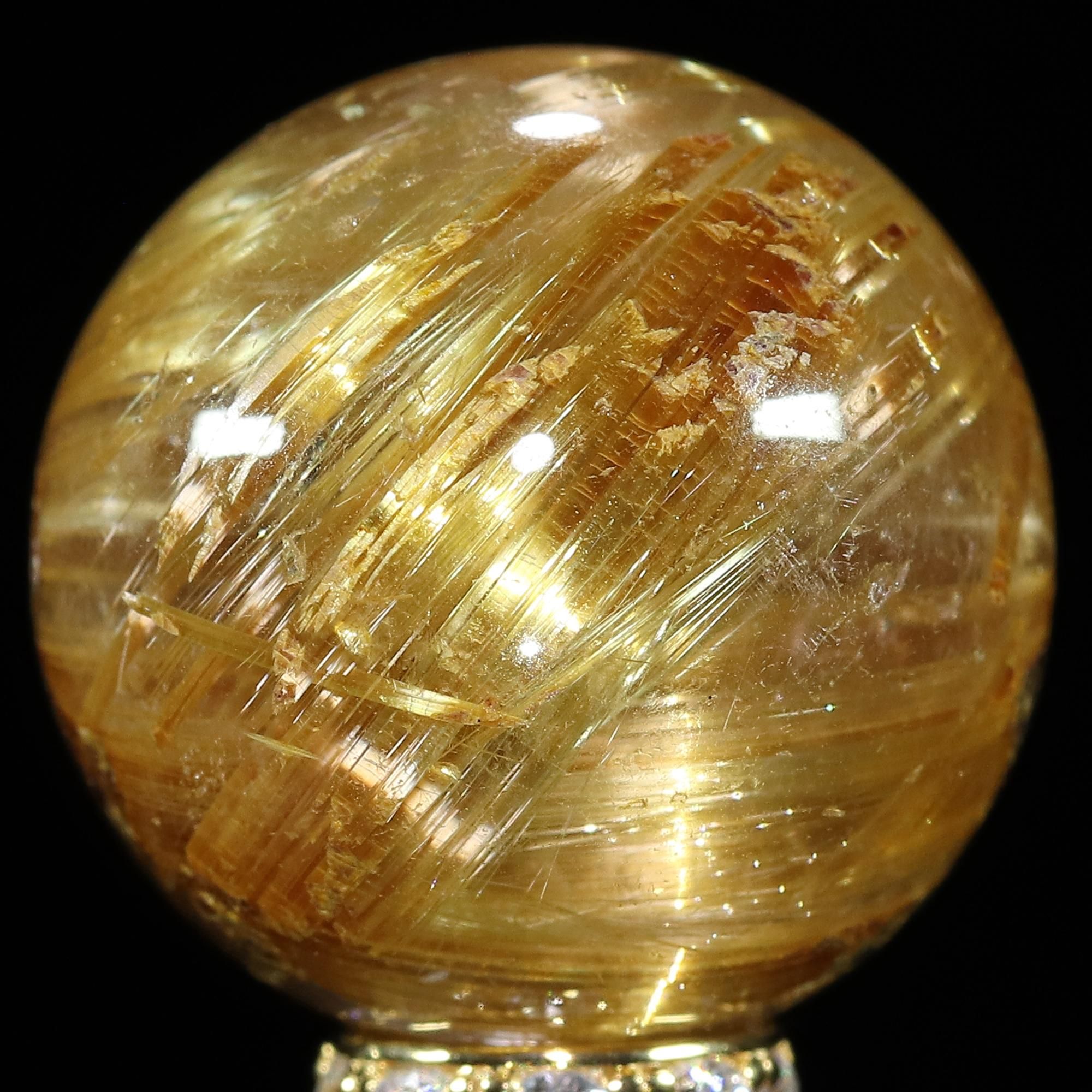 タイチンキャッツアイルチルクォーツ Φ17.1mm 粒(通し穴あり