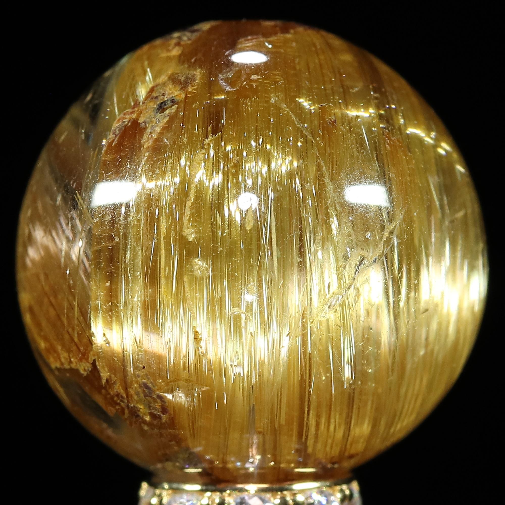タイチンキャッツアイルチルクォーツ Φ17.1mm 粒(通し穴あり