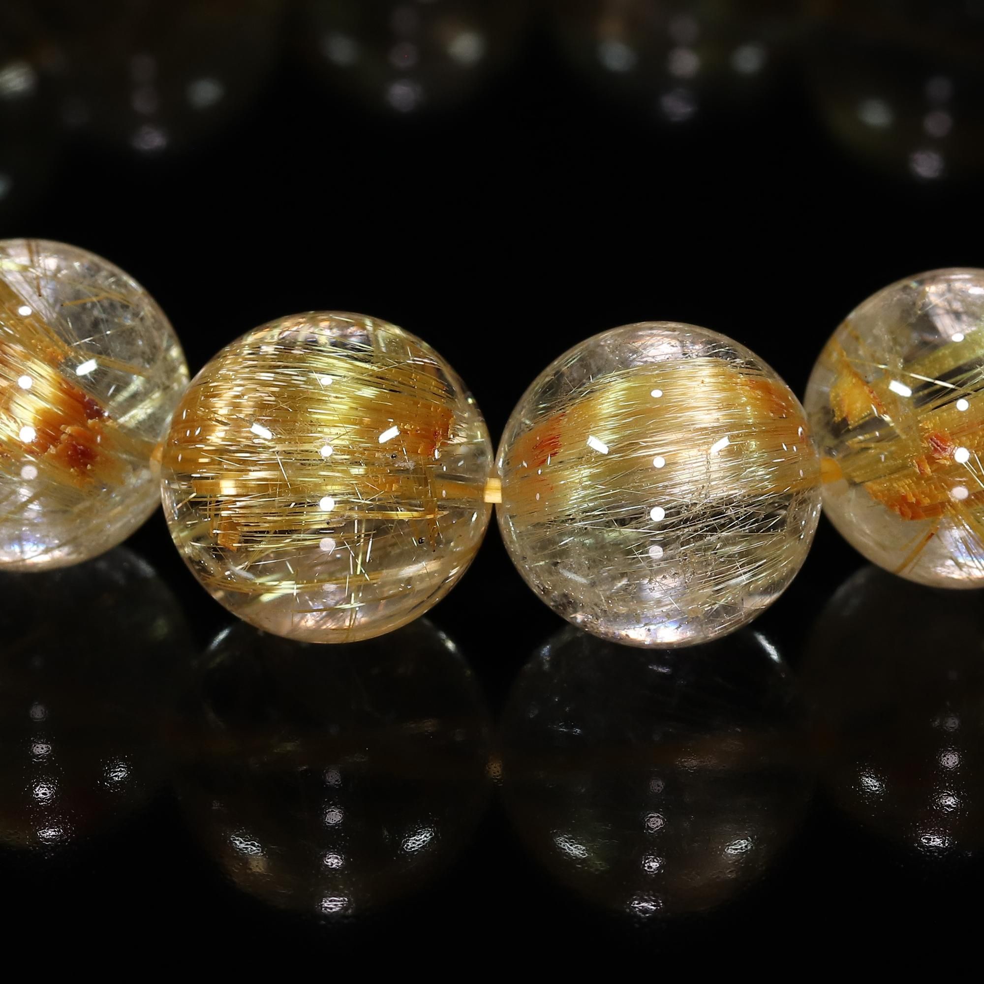 高品質】タイチンルチルクォーツ 13mm～13.5mm玉 ブレスレット