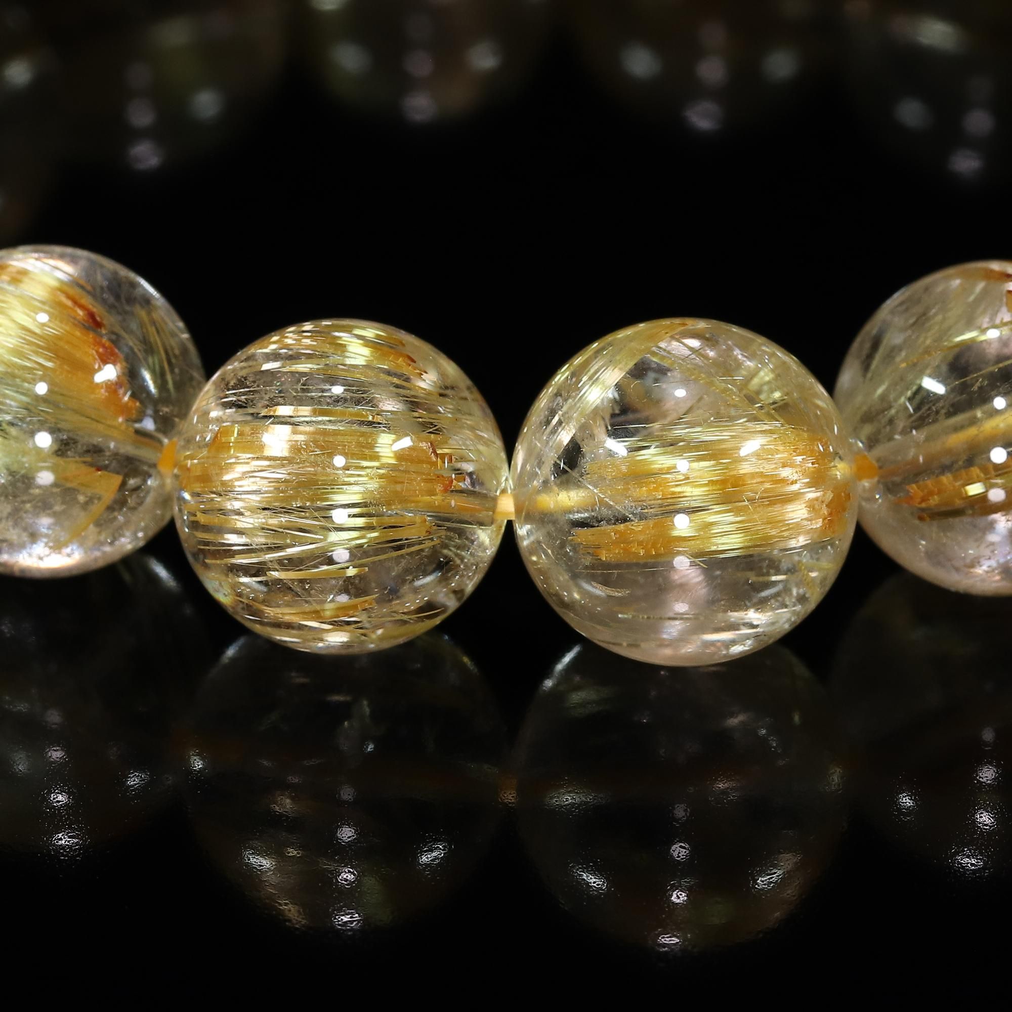 高品質】タイチンルチルクォーツ 13mm～13.5mm玉 ブレスレット