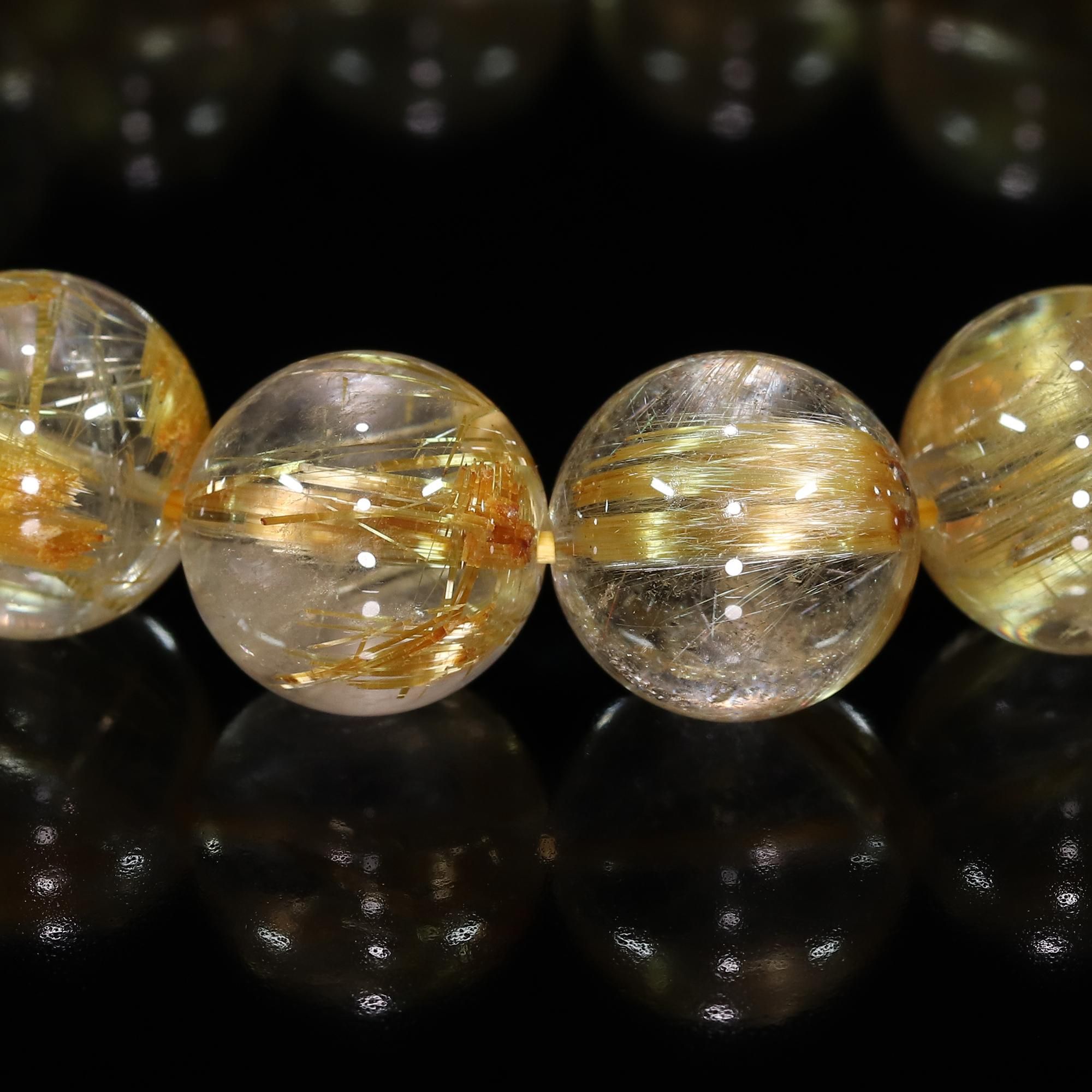 高品質】タイチンルチルクォーツ 13mm～13.5mm玉 ブレスレット