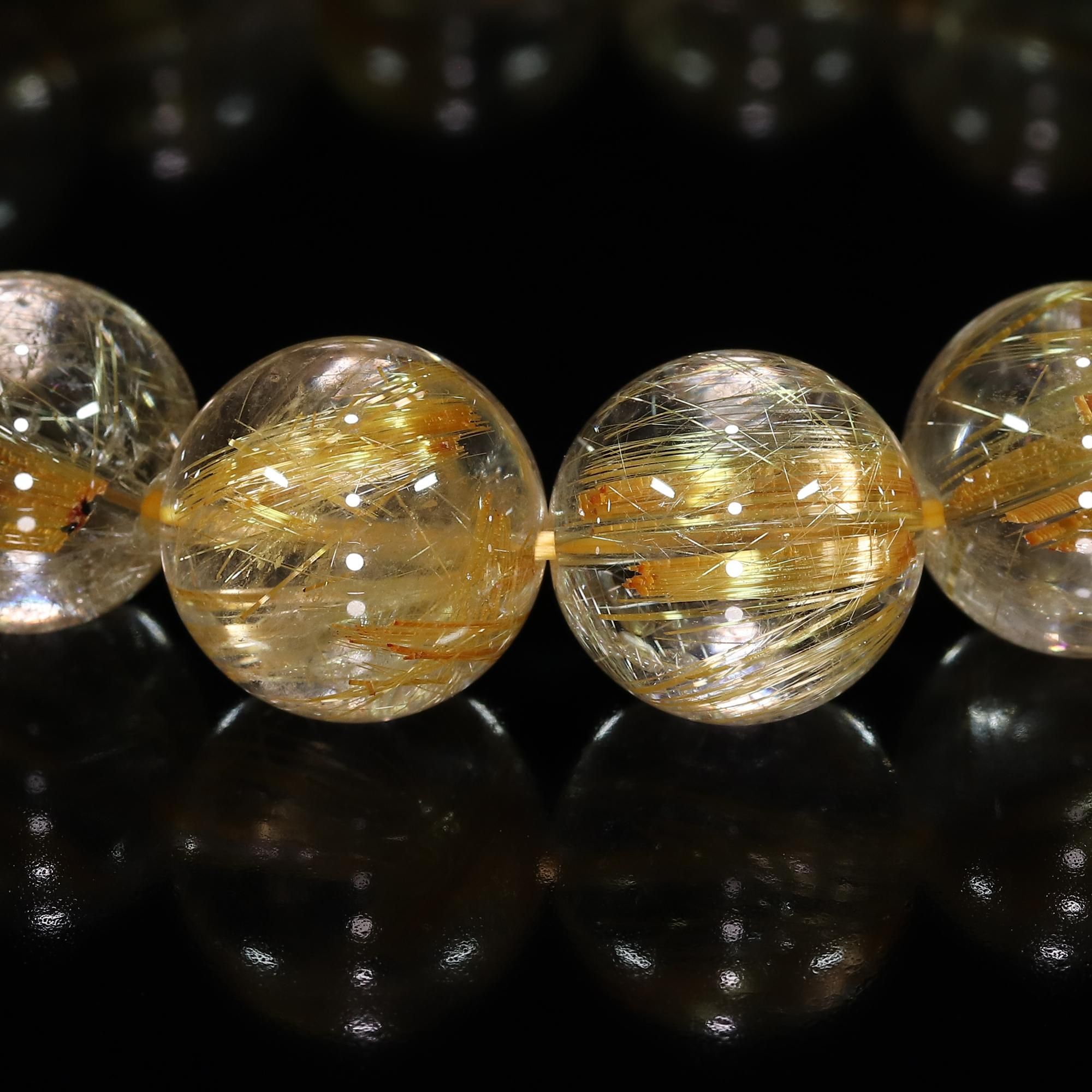 高品質】タイチンルチルクォーツ 13mm～13.5mm玉 ブレスレット