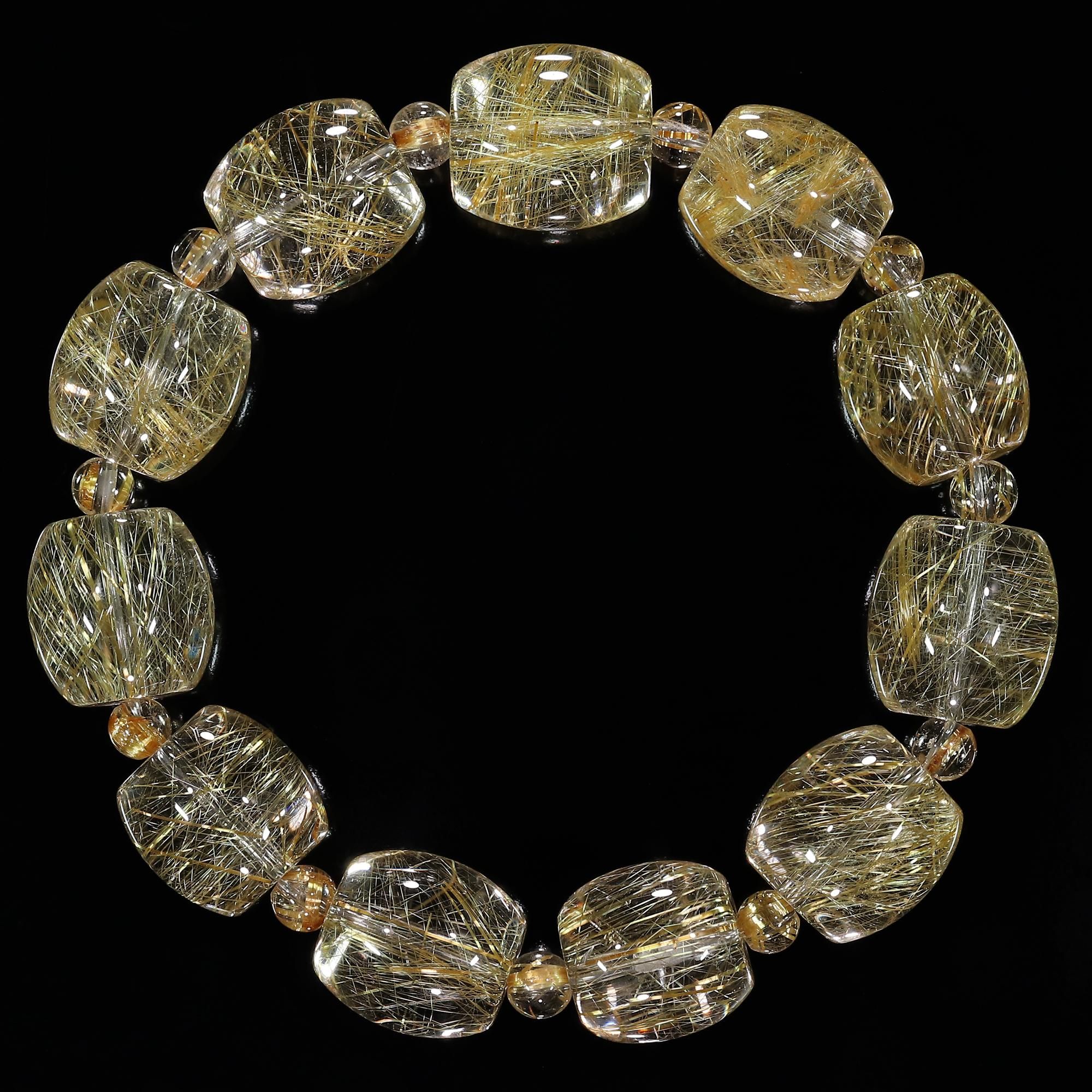 高品質/クリアタイプ】ゴールドルチルクォーツ バレルカット