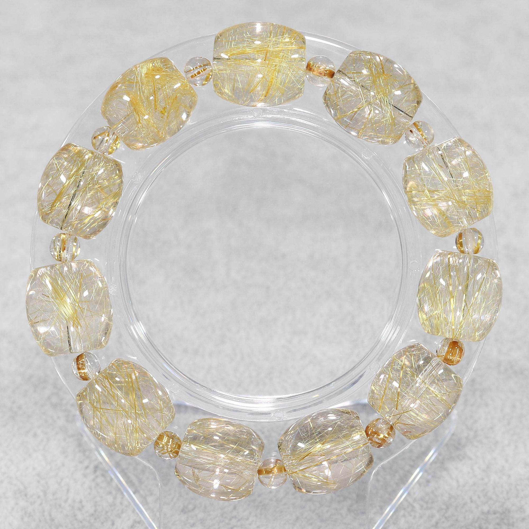 ★クリアゴールデンルチル 15ミリ珠 ビーズ⑤(SA+) 高品質/クリアタイプ】ゴールドルチルクォーツ 15mm～15.5mm玉