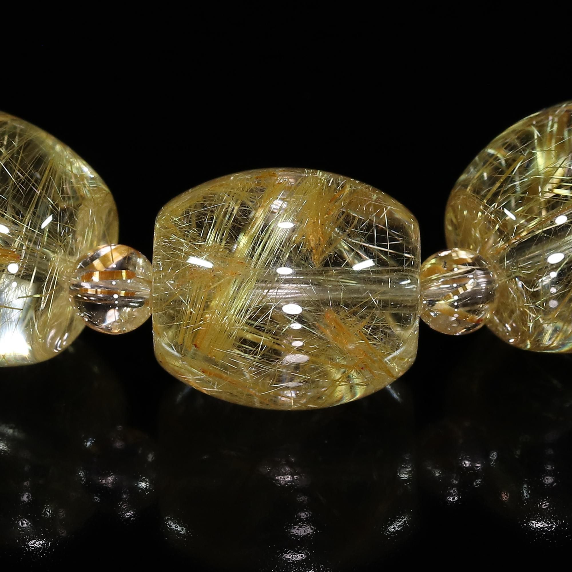 ★クリアゴールデンルチル 15ミリ珠 ビーズ⑤(SA+) 最高級の煌めき5A 1粒売り 極上透明 ゴールドルチルクォーツ