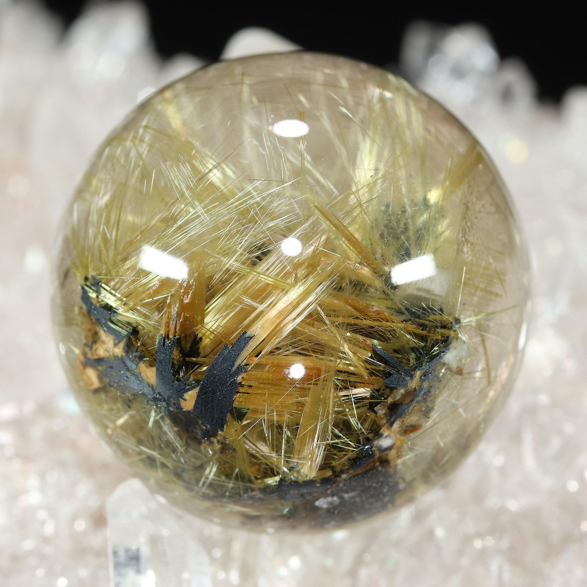 太陽放射ルチル　スフィア 群晶太陽放射タイチンルチルクォーツ Φ28.2mm玉 スフィア(型番