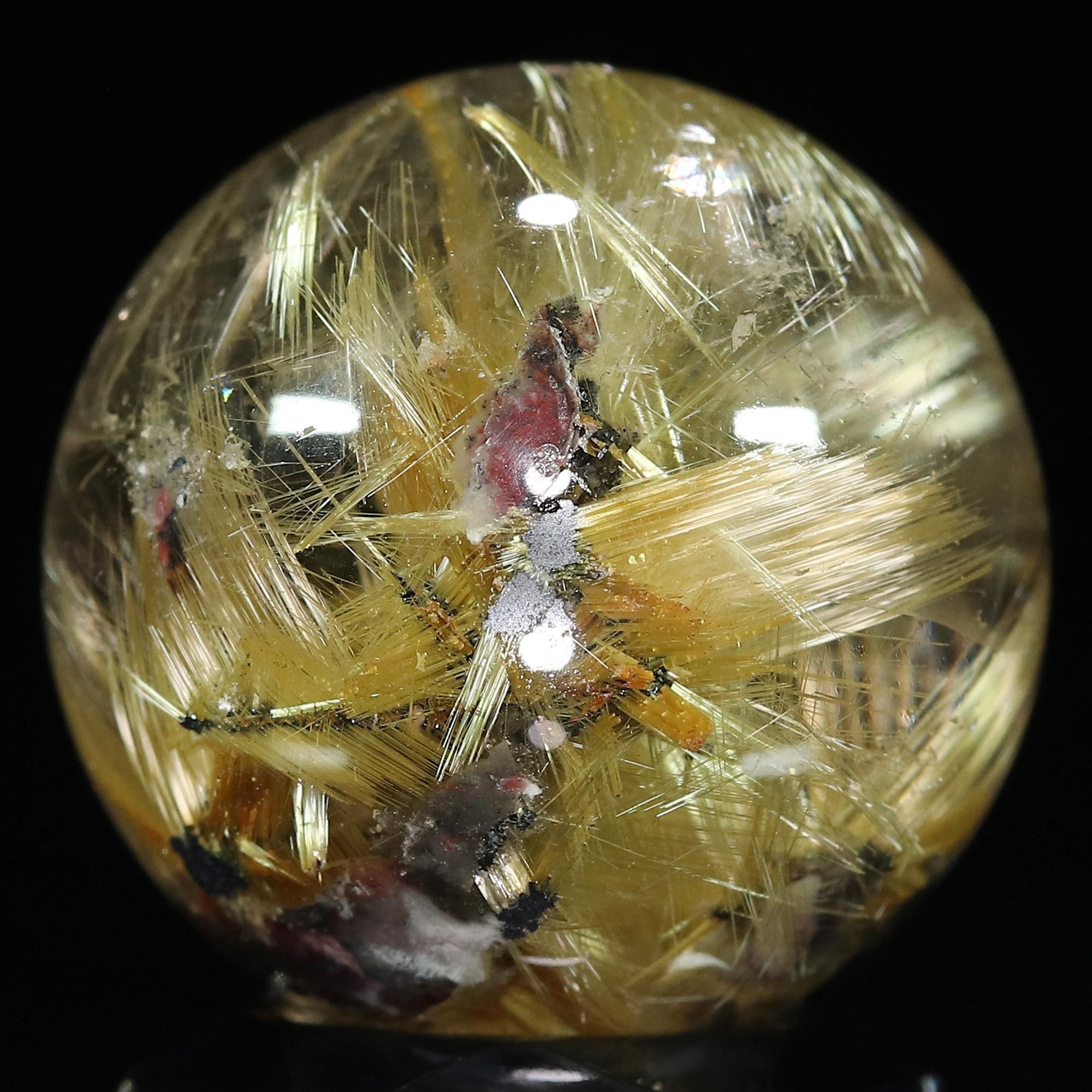 珍品】太陽放射タイチンルチルクォーツ Φ20mm玉 スフィア(型番spr1313)