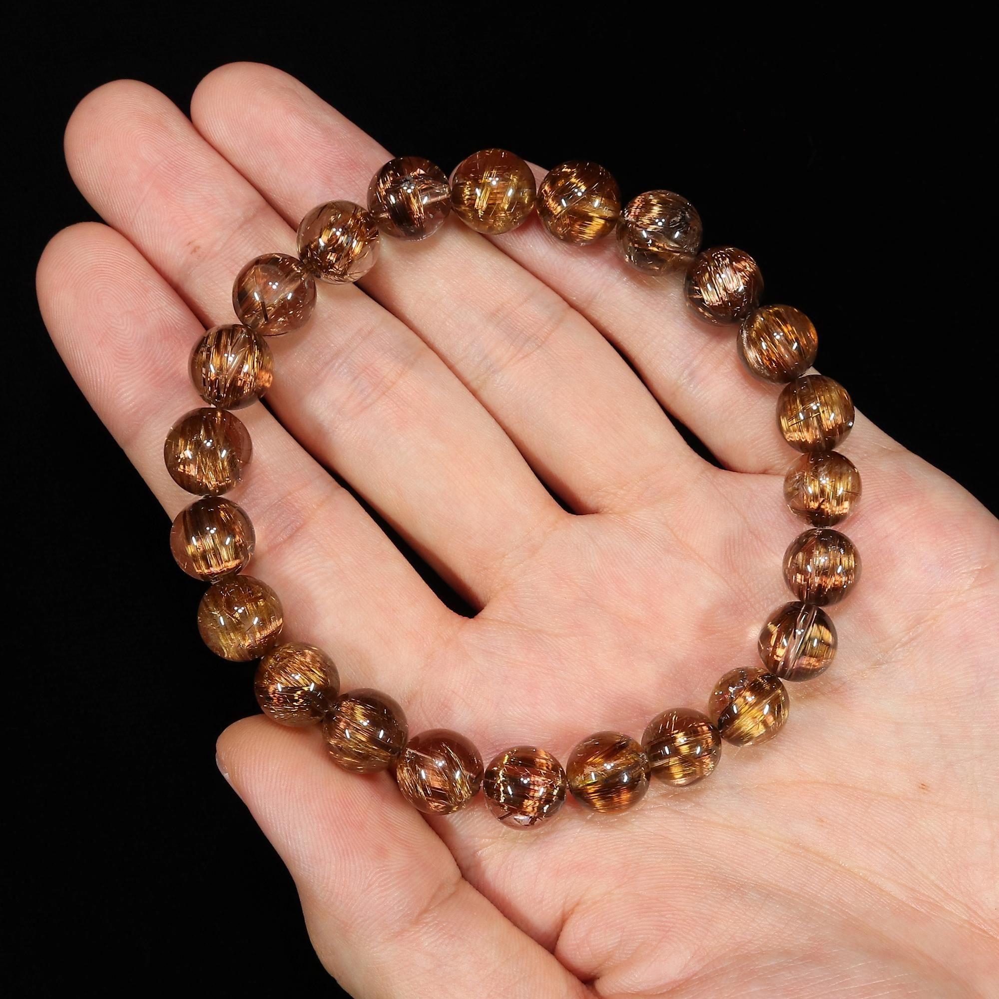 【極上,希少,美品】ブロンズタイチンキャッツアイルチルクォーツ １５㎜ 希少な色味/ブレスの作製が難しいキャッツアイタイプ/店長お勧め