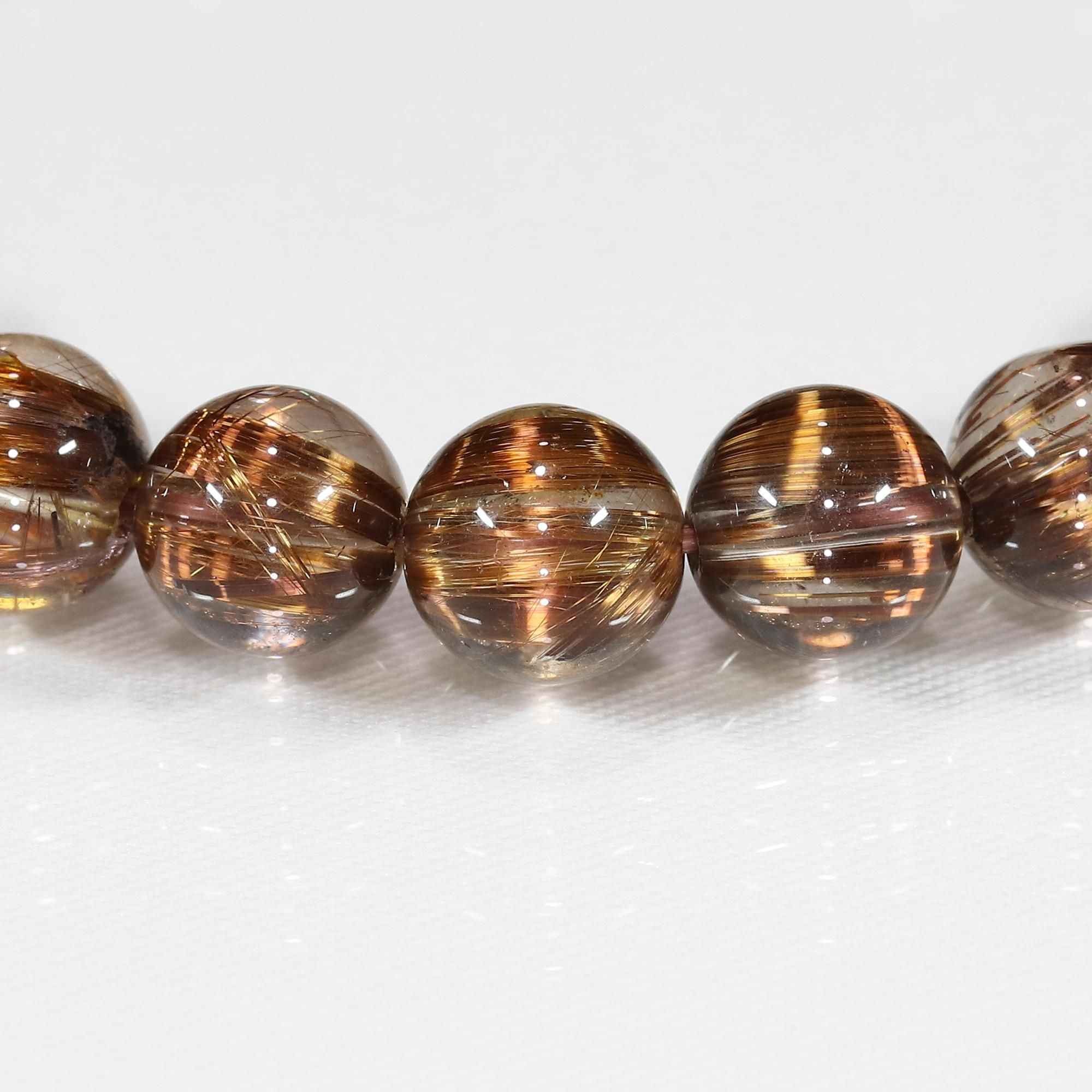 【極上,希少,美品】ブロンズタイチンキャッツアイルチルクォーツ １５㎜ 希少な色味/ブレスの作製が難しいキャッツアイタイプ/店長お勧め