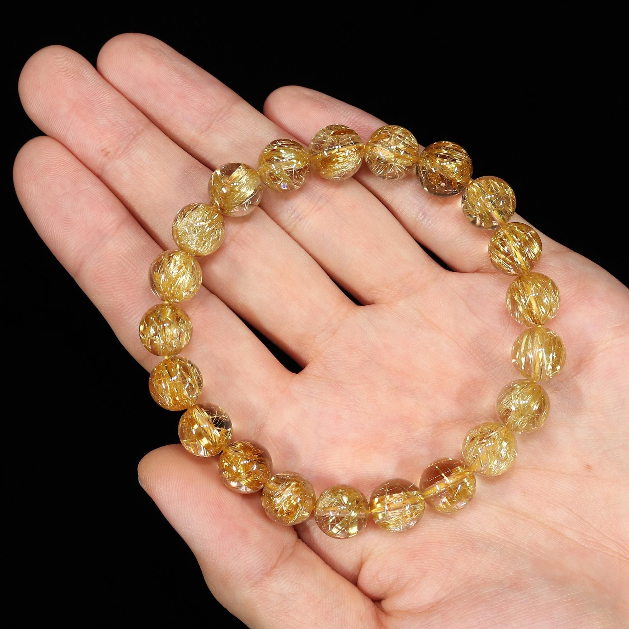 高品質+】タイチンルチルクォーツ 10mm玉 ブレスレット(型番