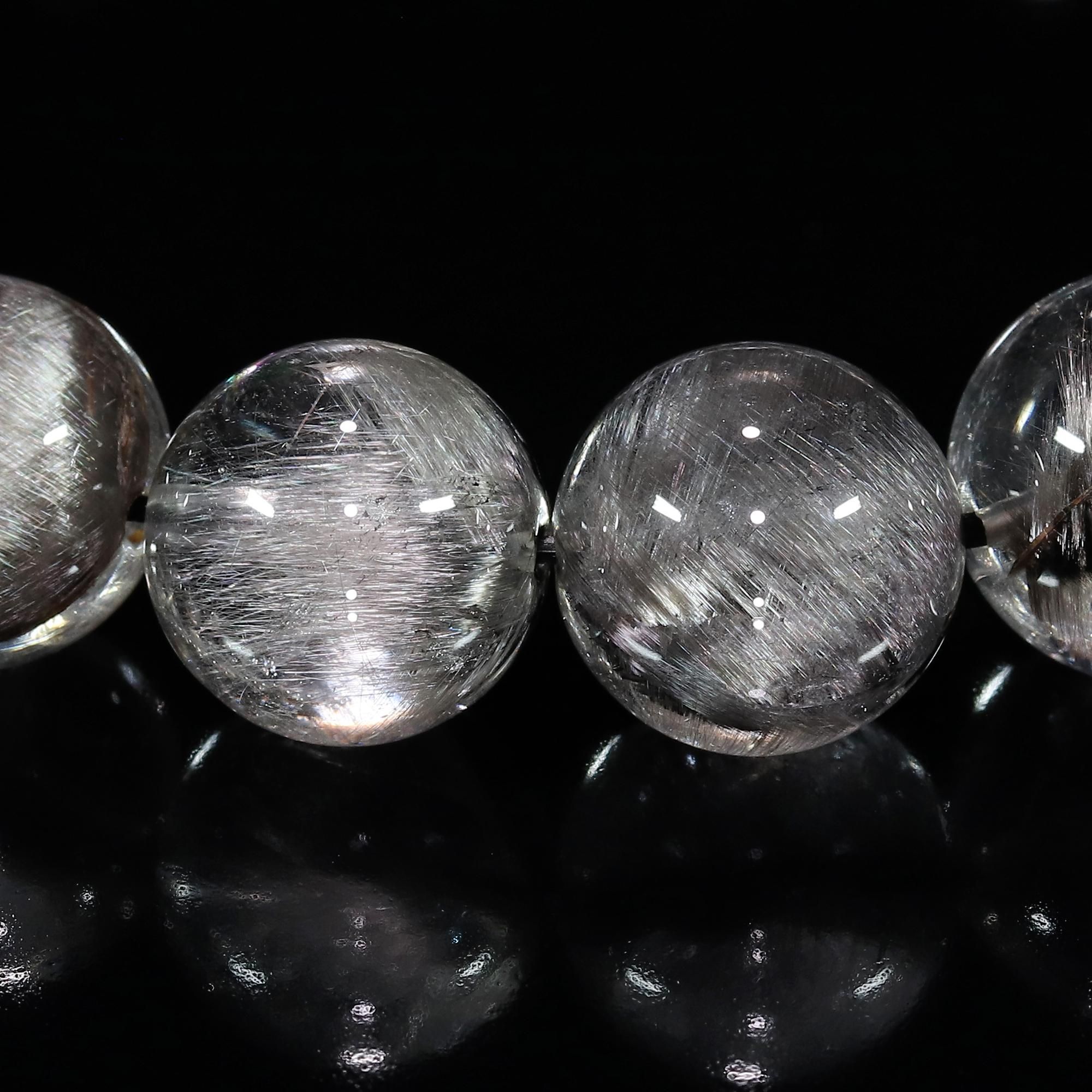 高品質　ブラックプラチナルチル　大粒 大幅値引きしました。 🐥🐉【高品質】ブラックプラチナルチルクォーツ10.4~10.8mm/潜在