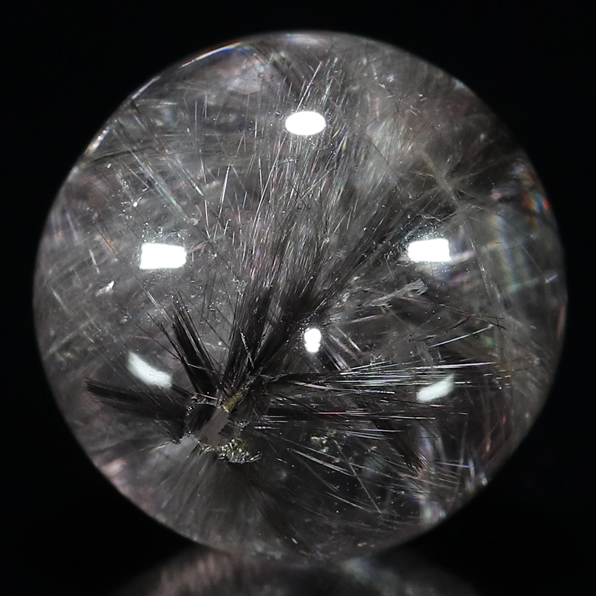 さり気なくカッコいいと思います。☆プラチナルチルクォーツ☆11ミリ プラチナルチルクォーツ Φ13.7mm 粒(通し穴あり) (型番bs1302)