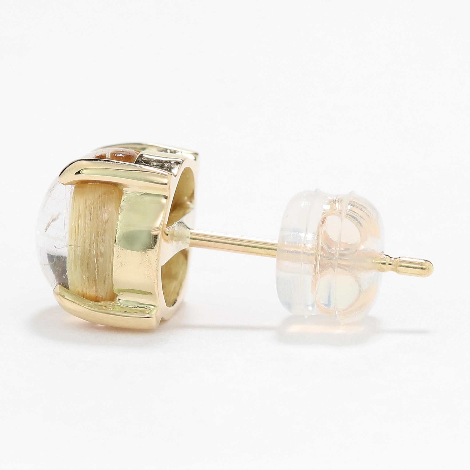 ⭐︎【天然】タイチンクオーツ ピアス  k18 ⭐︎【天然】タイチンクオーツ ピアス s925 7mm アンテナ ピアス