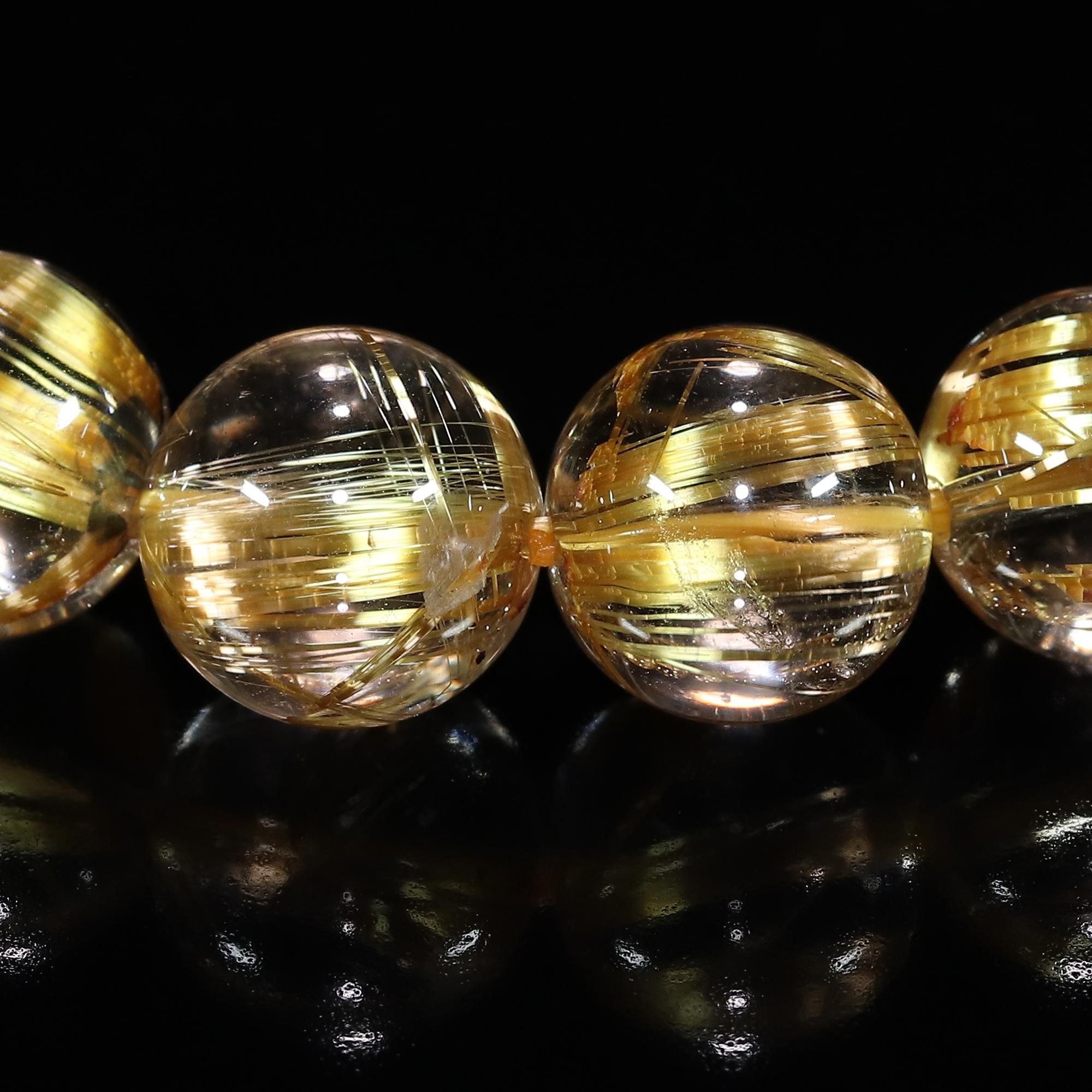 293様／タイチンルチルクォーツ10ミリ 高品質+】タイチンルチルクォーツ 9.5mm～10mm玉 ブレスレット