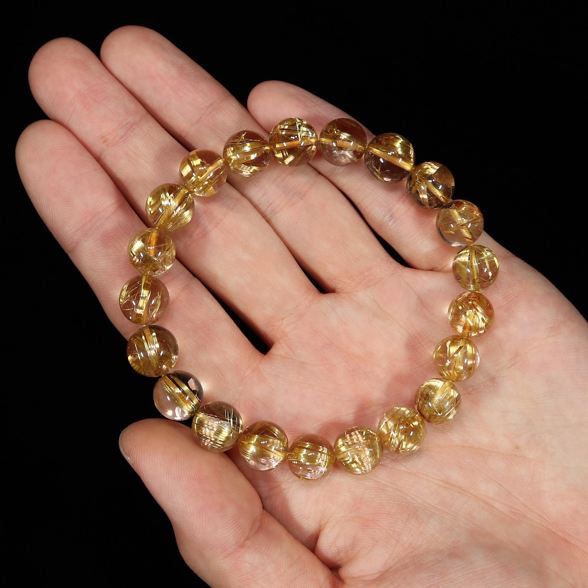 293様／タイチンルチルクォーツ10ミリ 高品質+】タイチンルチルクォーツ 9.5mm～10mm玉 ブレスレット