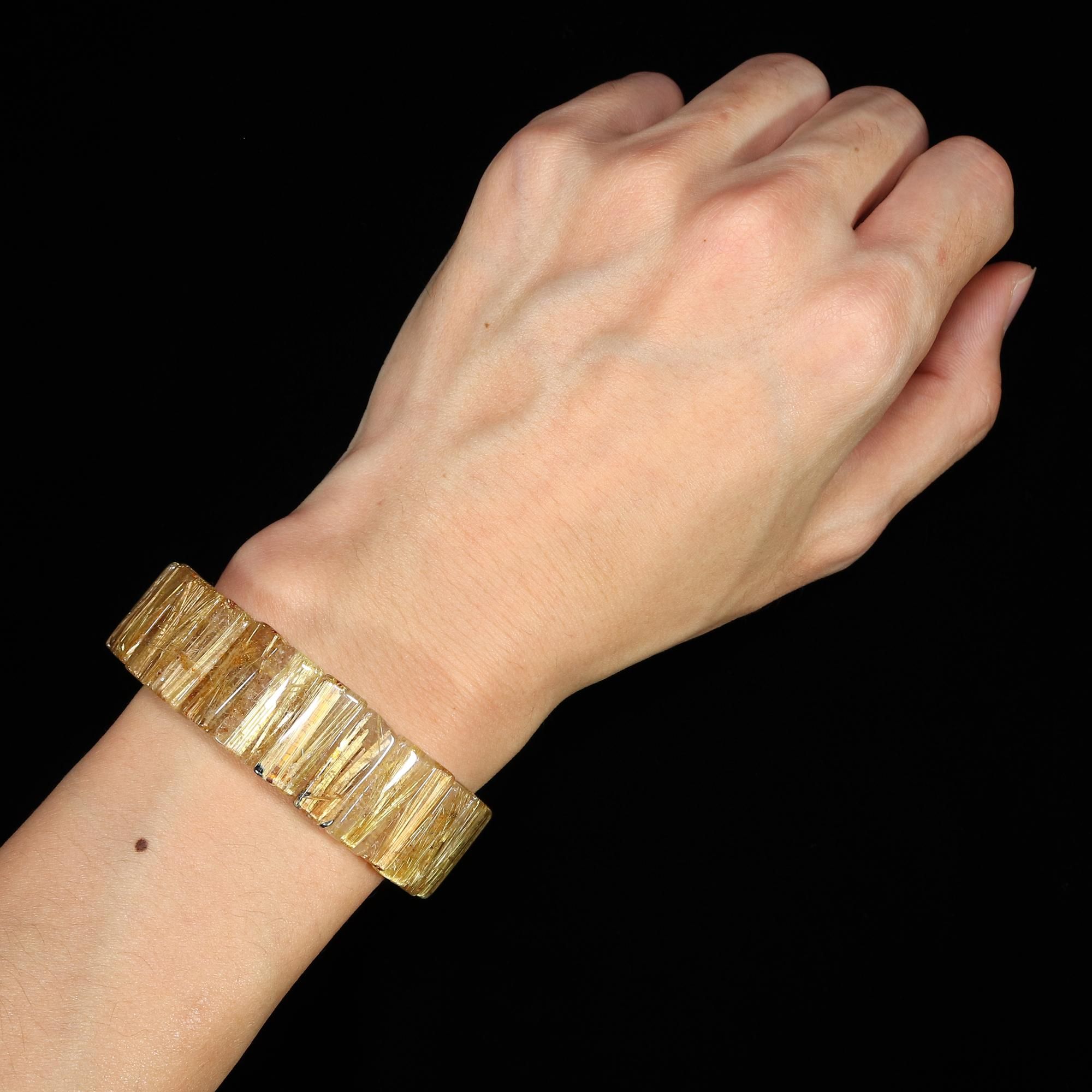 タイチンルチルクォーツ 幅19mm～19.5mmプレート バングル(型番