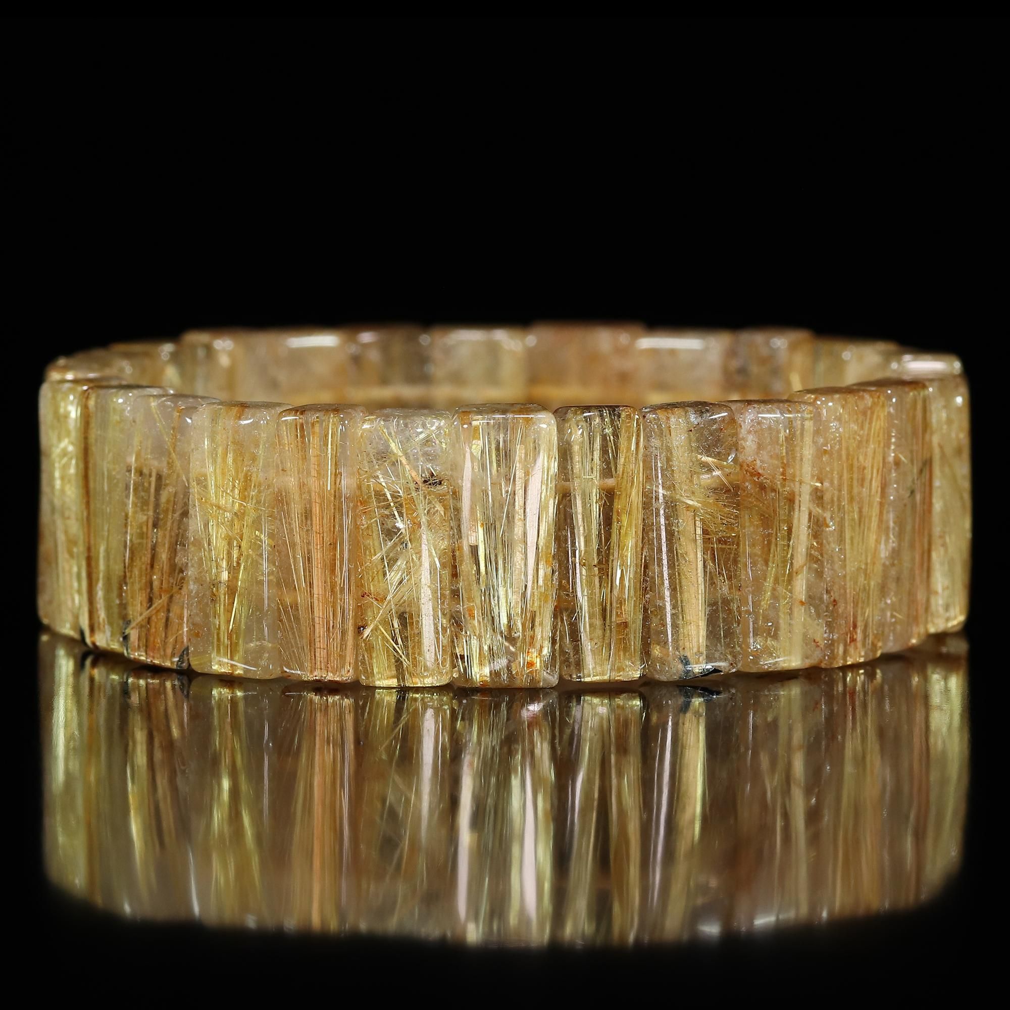 【155 ゴールド　タイチン　ルチル　クォーツ　バングル】 タイチンルチルクォーツ ゴールドルチル バングル 送料無料 一点