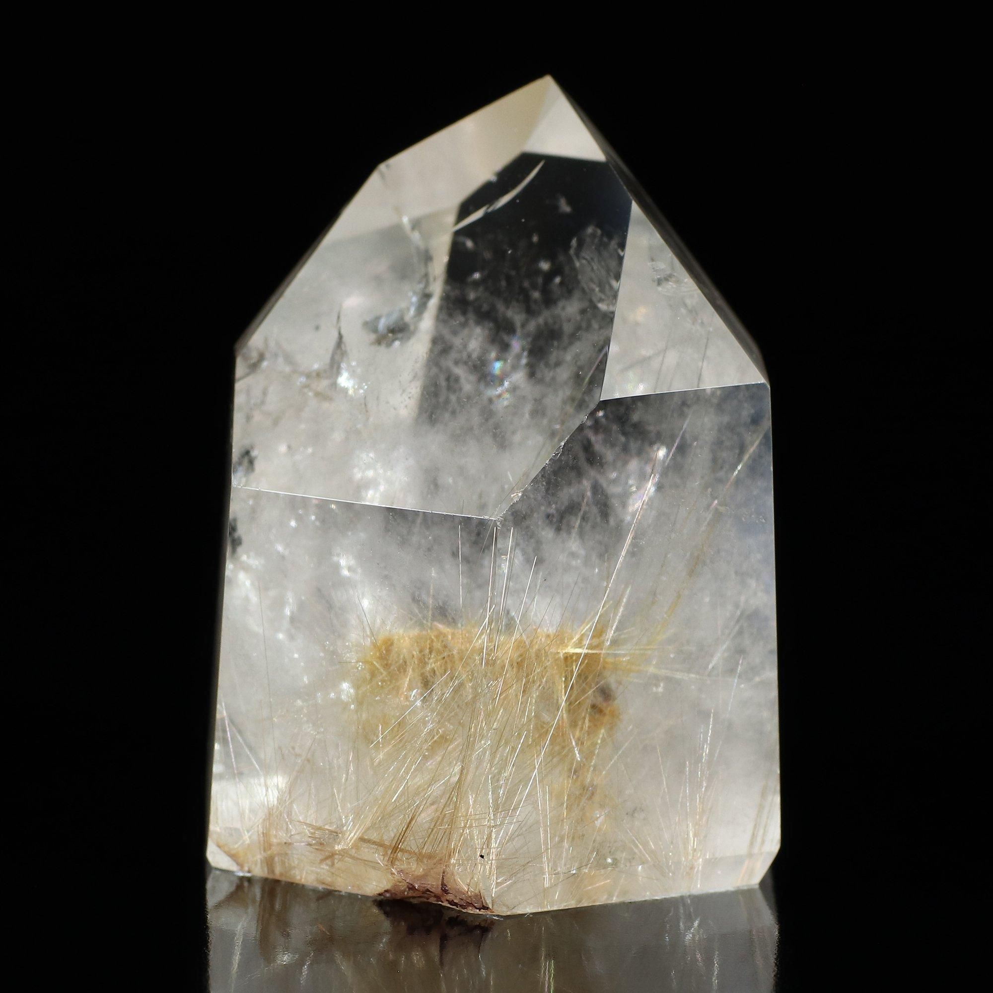 高品質ルチルクォーツ ポリッシュポイント 磨き石置物証明書付