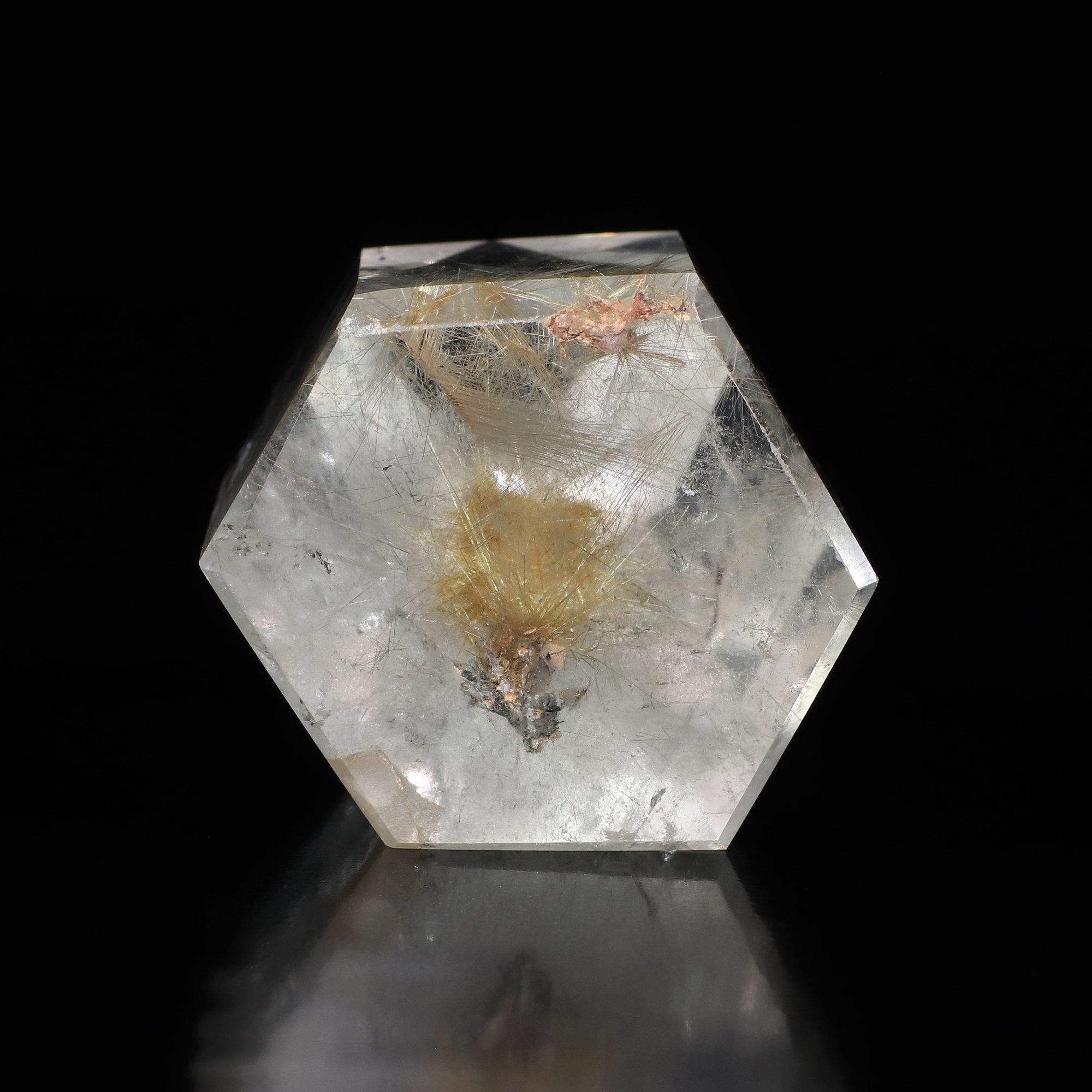 高品質ルチルクォーツ ポリッシュポイント 磨き石置物証明書付