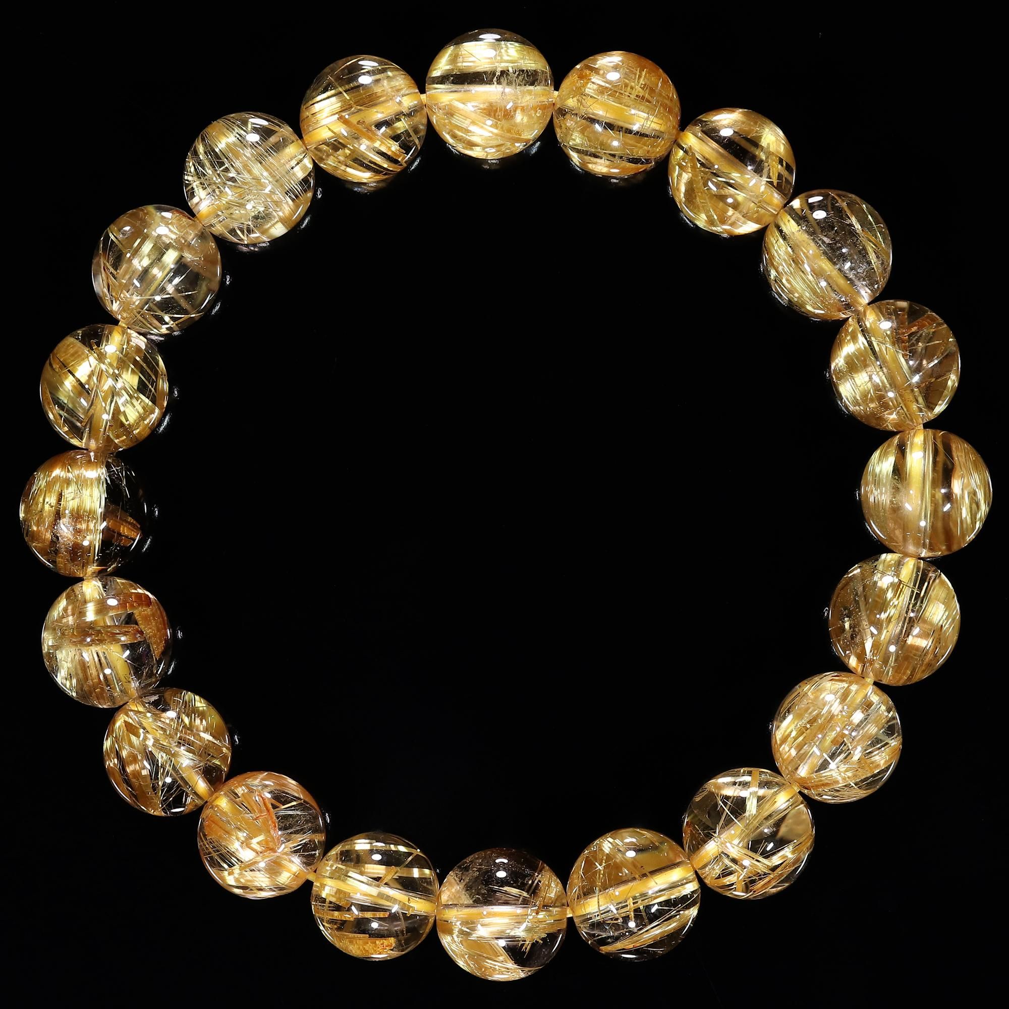 高品質+/クリアタイプ】タイチンルチルクォーツ 10.5mm玉 ブレスレット