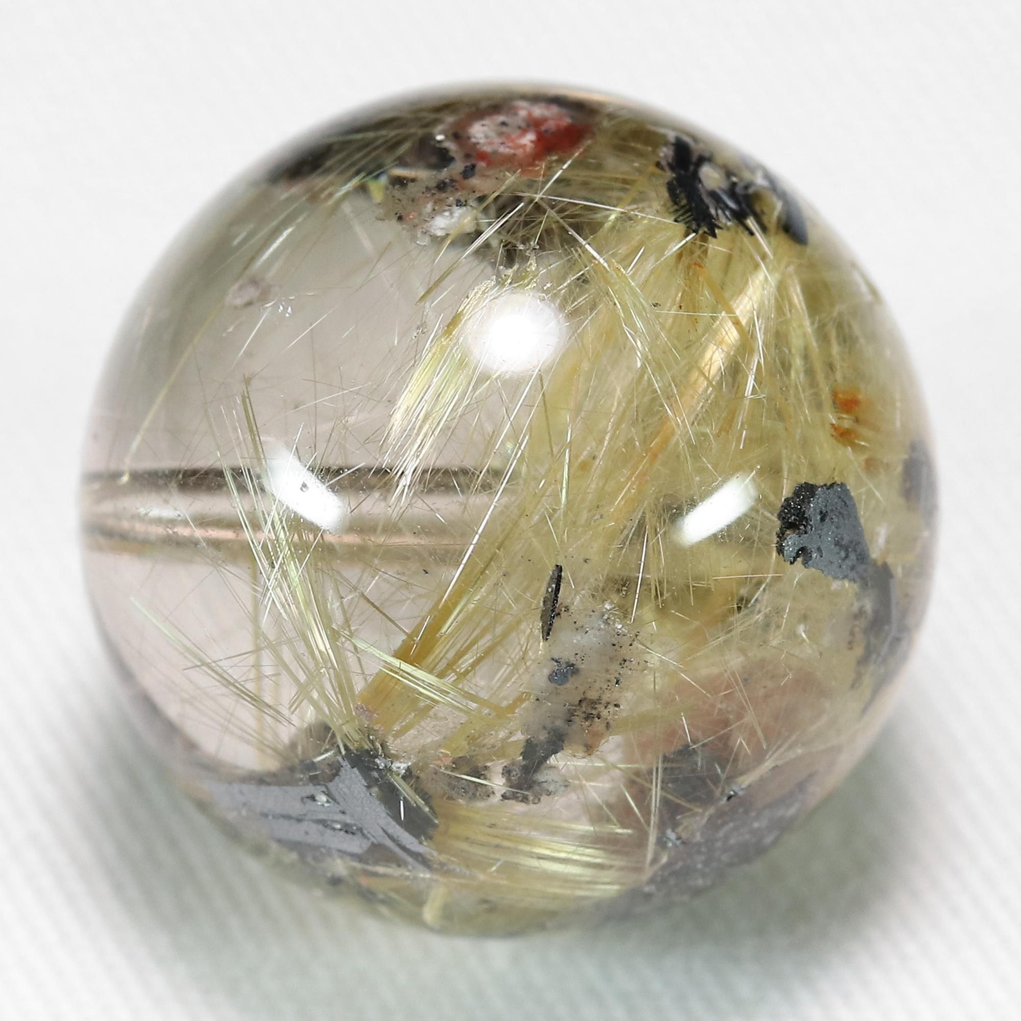 太陽放射ルチルクォーツ Φ19.3mm 粒(通し穴あり) (型番bs1318)