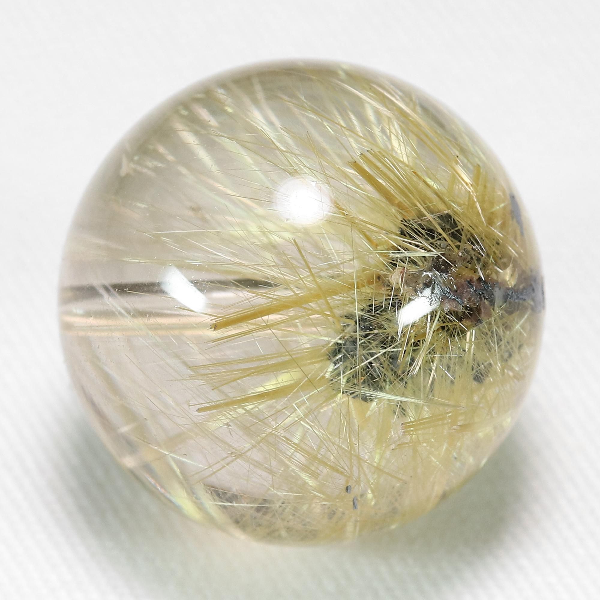 太陽放射ルチルクォーツ Φ18.8mm 粒(通し穴あり) (型番bs1319)