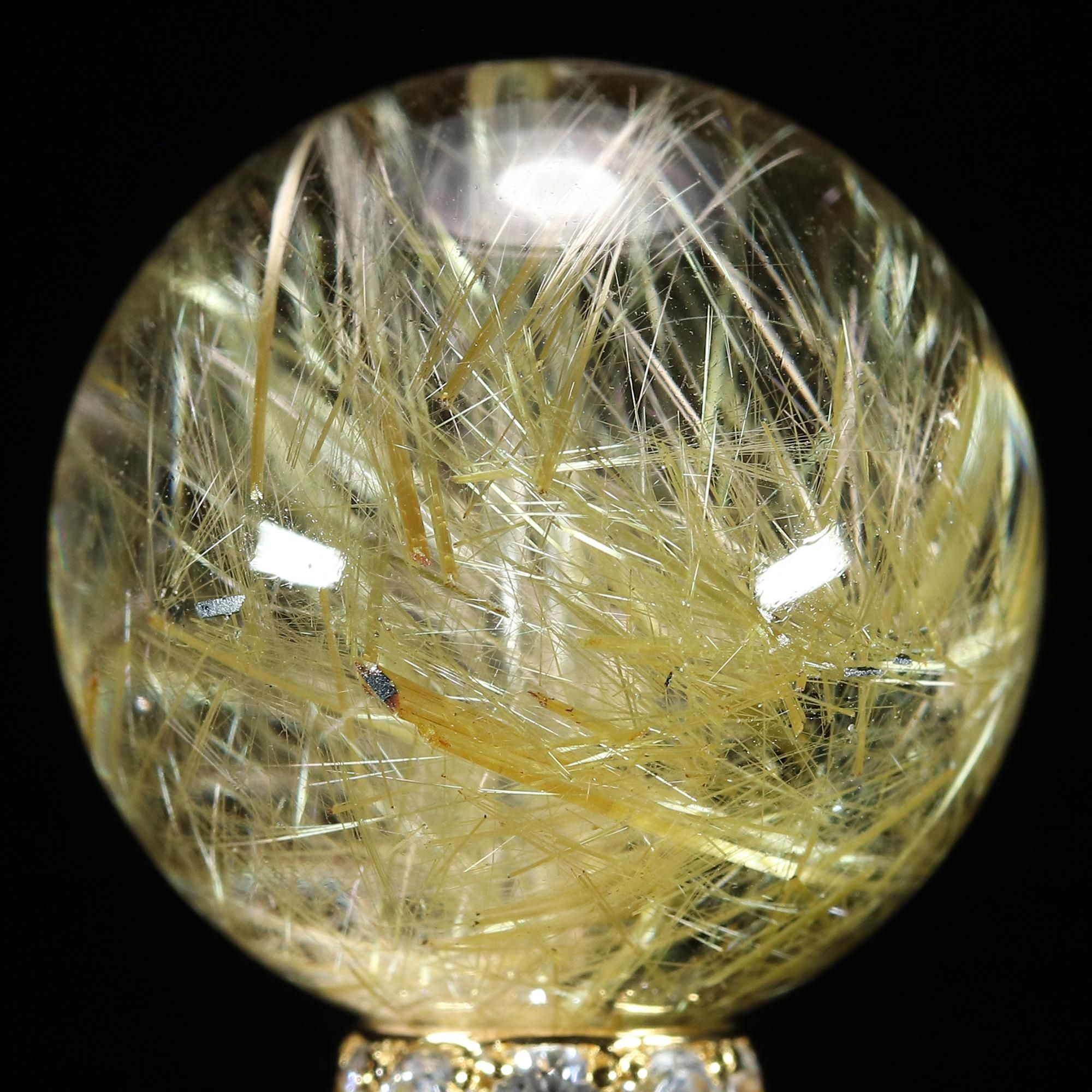 太陽放射ルチルクォーツ Φ18.8mm 粒(通し穴あり) (型番bs1319)