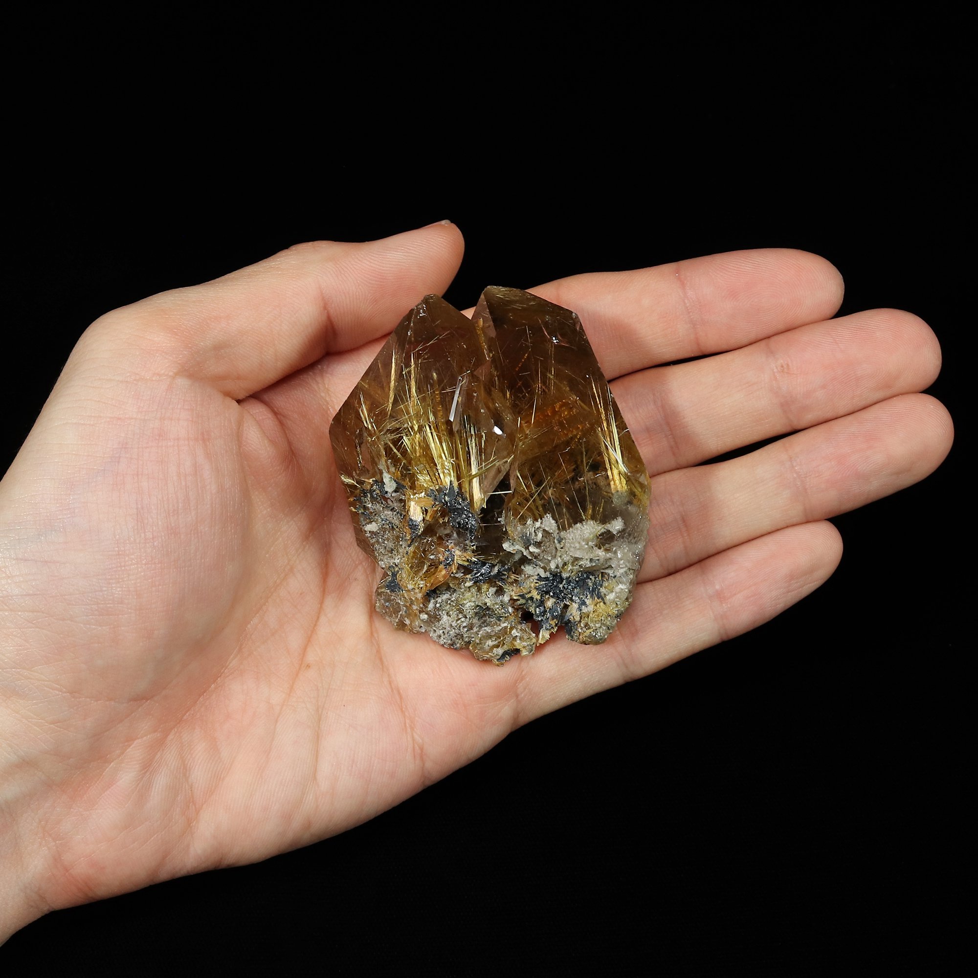 ハイクオリティ✨燐光ゴールデンセレナイト 母岩付き結晶原石49×36×27ミリ