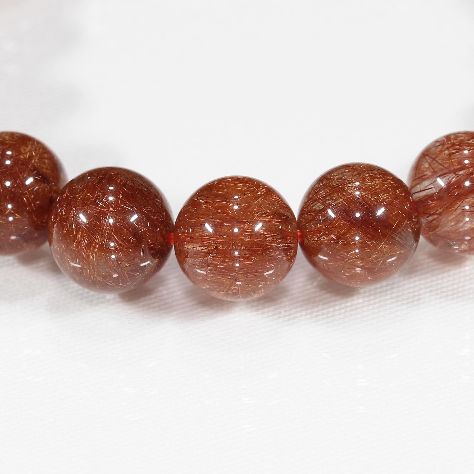 赤味を帯びた希少な色味】レッドブロンズルチルクォーツ 10mm玉