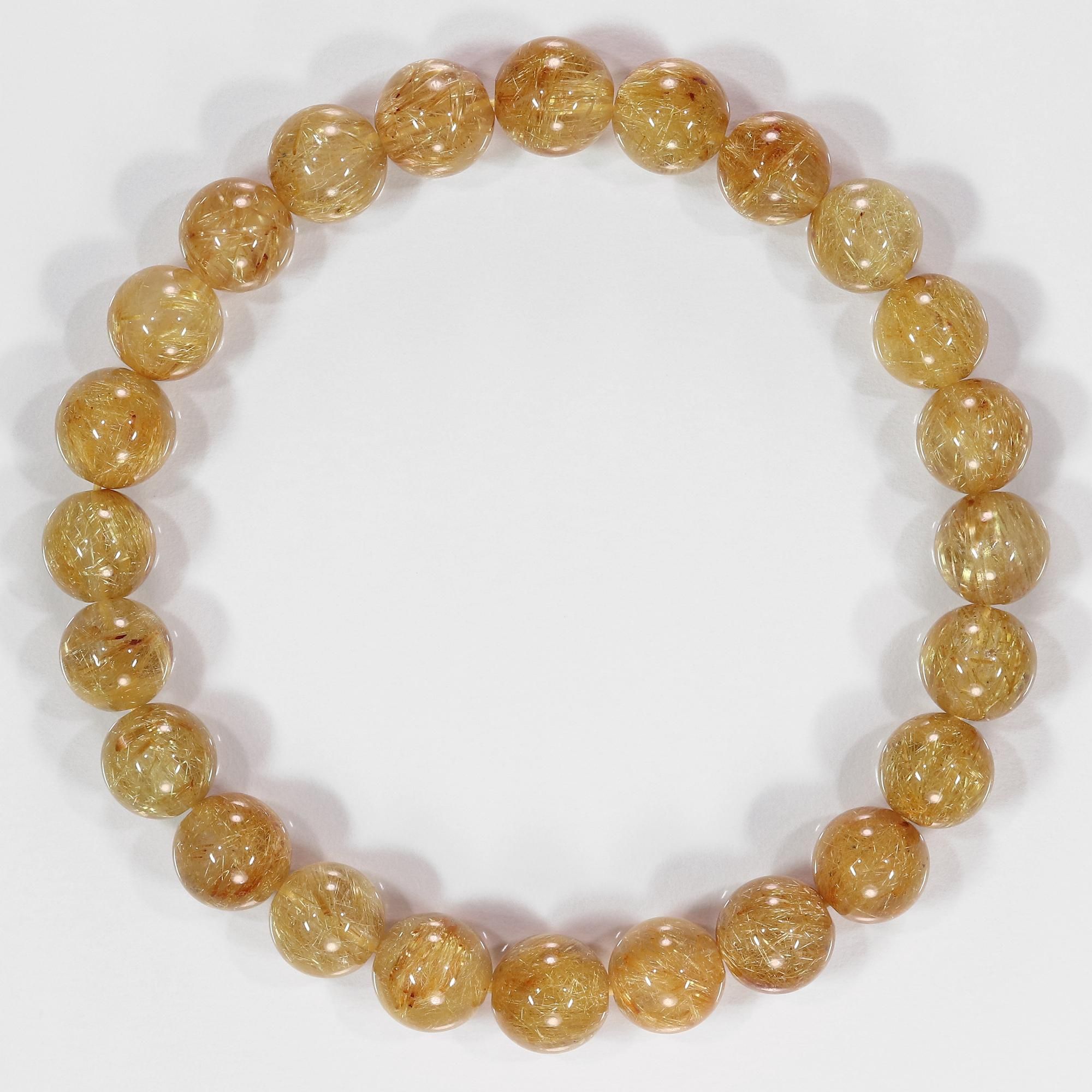 高品質/びっしりタイプ】タイチンルチルクォーツ 8.5mm玉 ブレスレット