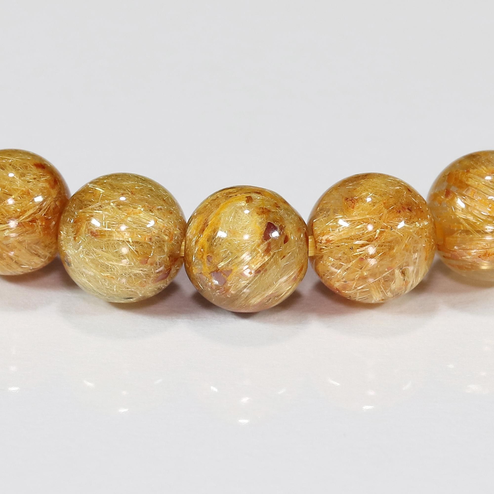 高品質/びっしりタイプ】タイチンルチルクォーツ 7mm玉