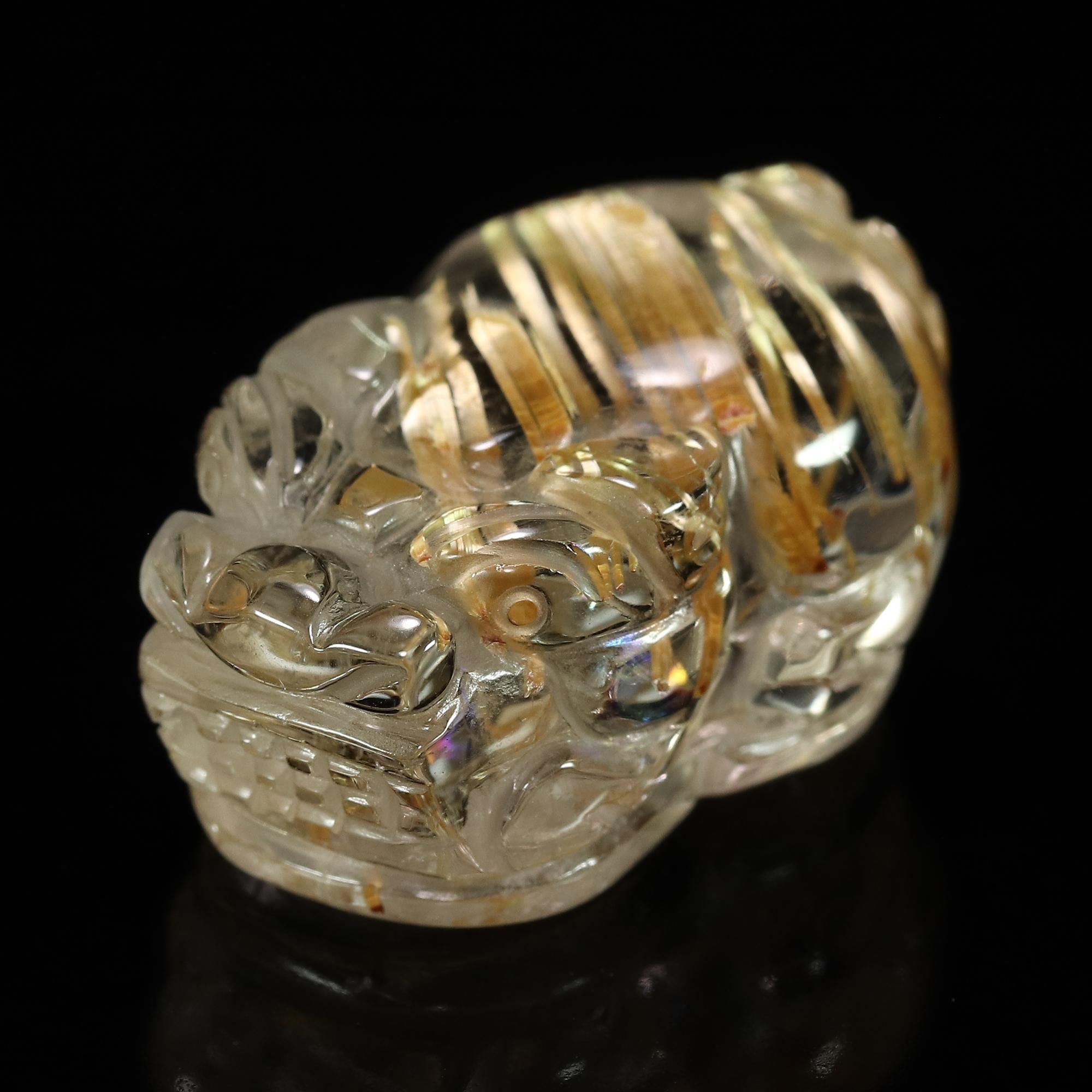 偏財運を高める風水アイテム】タイチンルチルクォーツ 貔貅(ヒキュウ