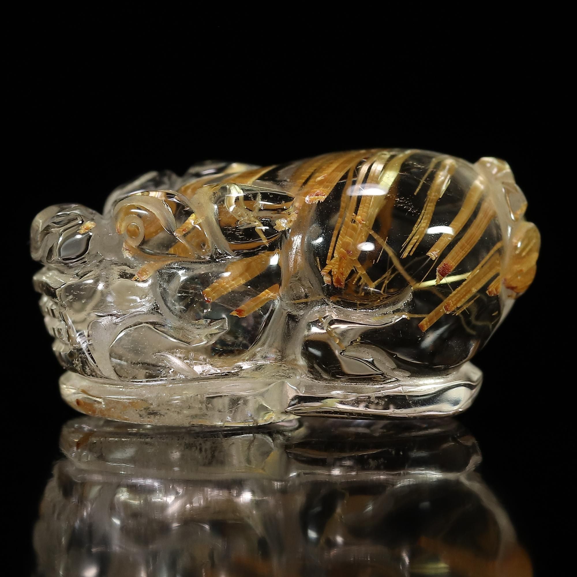 偏財運を高める風水アイテム】タイチンルチルクォーツ 貔貅(ヒキュウ 偏財運を高める風水アイテム】タイチンルチルクォーツ 貔貅(ヒキュウ