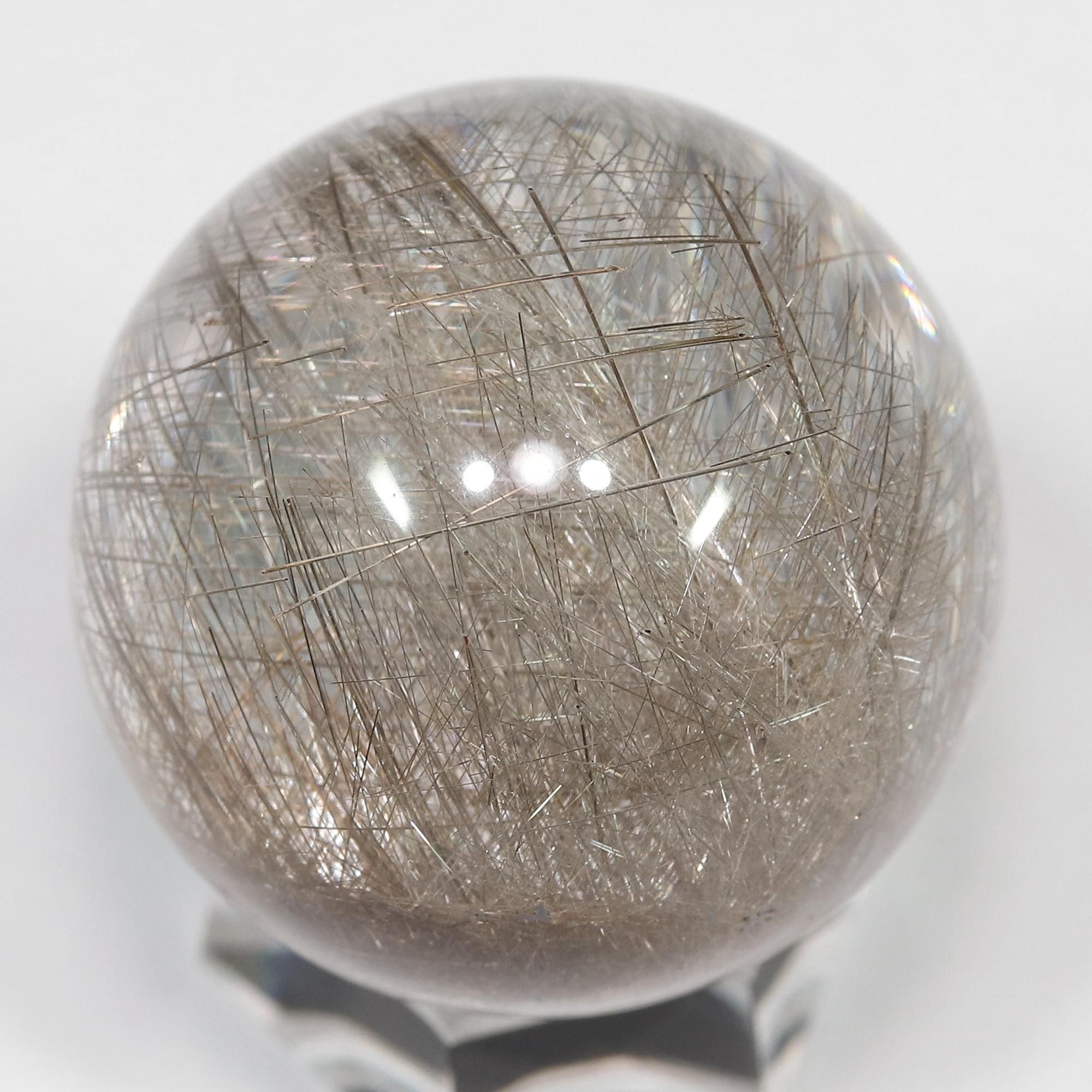ルチルクォーツ　プラチナ〜シルバー色　極美品　超希少天然水晶　約15ミリ！！ 超入手困難/理想的な色味のシルバールチル且つ希少サイズ/美しい